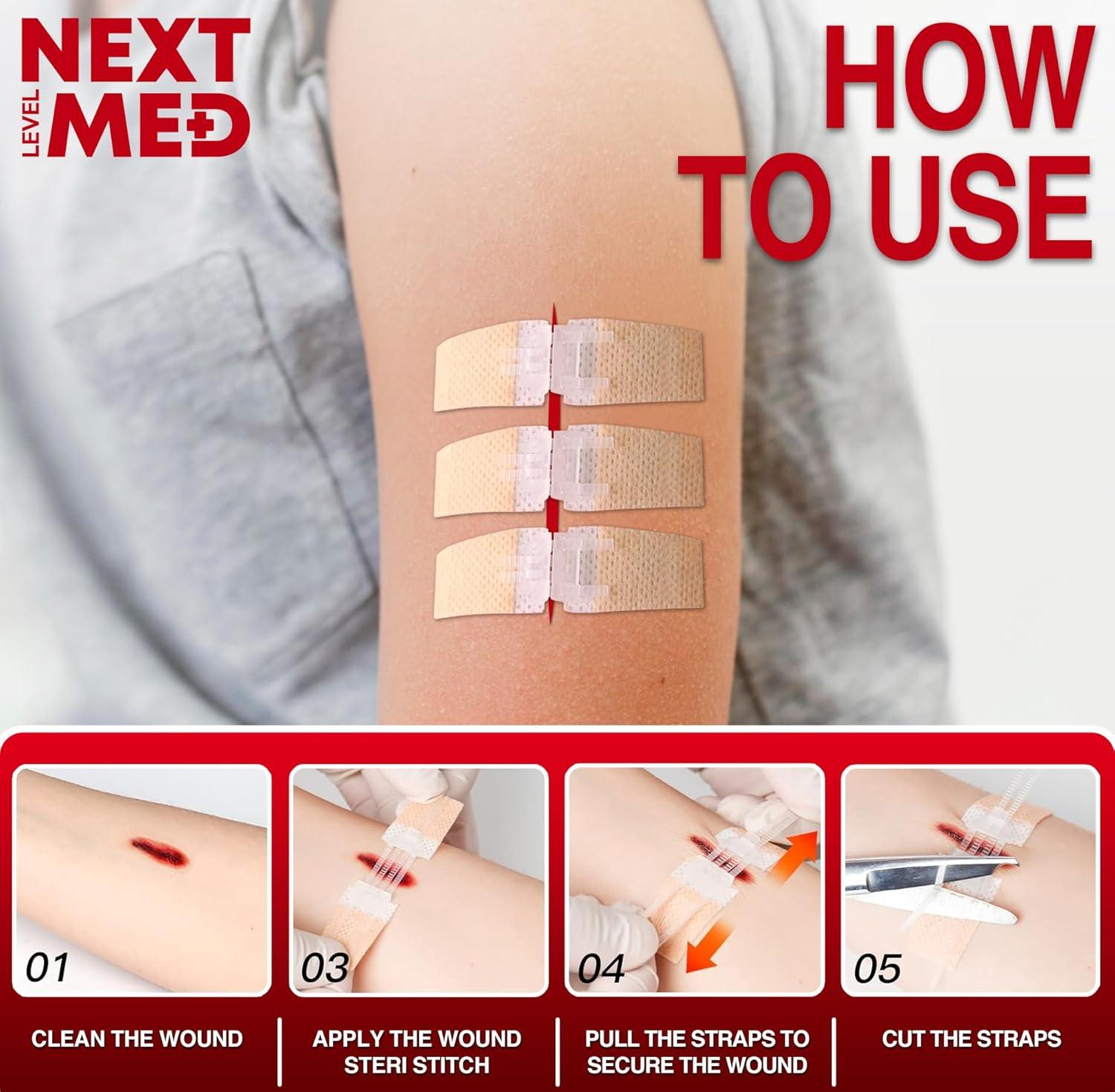NEXT LEVEL MED Zip-Stitch Wounds Closure Kit - Complete First-Aid Set for Cuts & Wounds | 3 Steri Stitch & 4 Zip Stitch Variations | No Stitches Needed | Buy Now with NEXT LEVEL MED Zip-Stitch Wounds Closure Kit - Complete First-Aid Set for Cuts & Wounds | 3 Steri Stitch & 4 Zip Stitch Variations | No Stitches Needed | Buy Now with