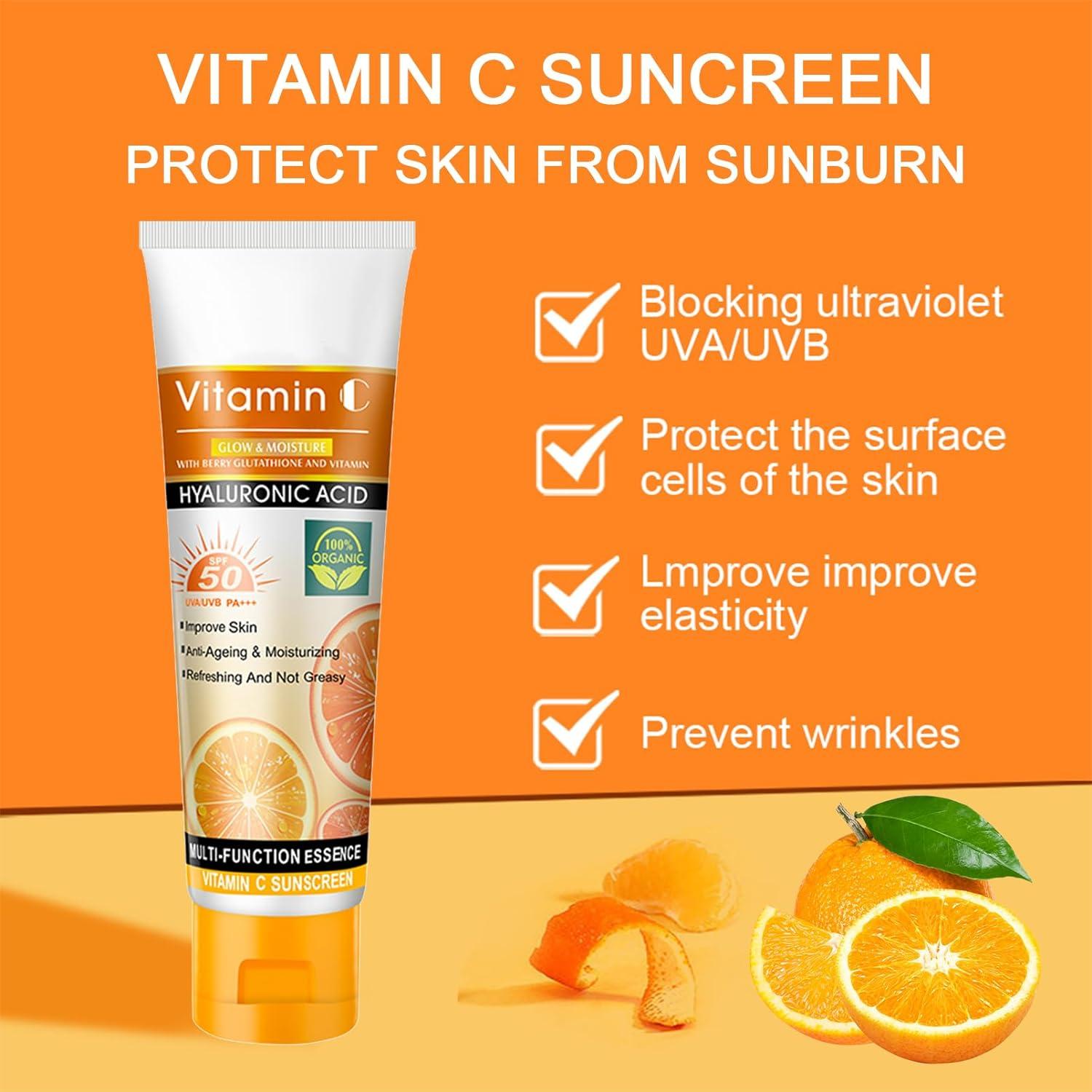 2PCS SPF 50 Face Moisturiser Face Sunscreen with Sunscreen SPF 50 UVA