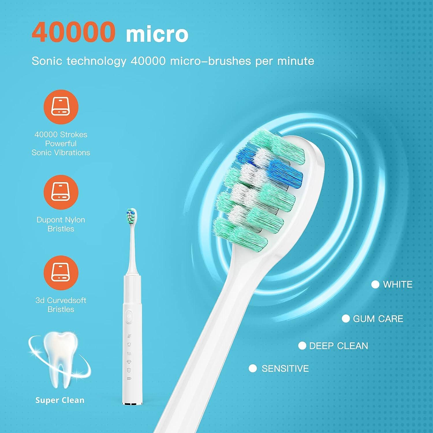KHS Sonic Electric Toothbrush for Adults Sonic Toothbrush with 5 Modes