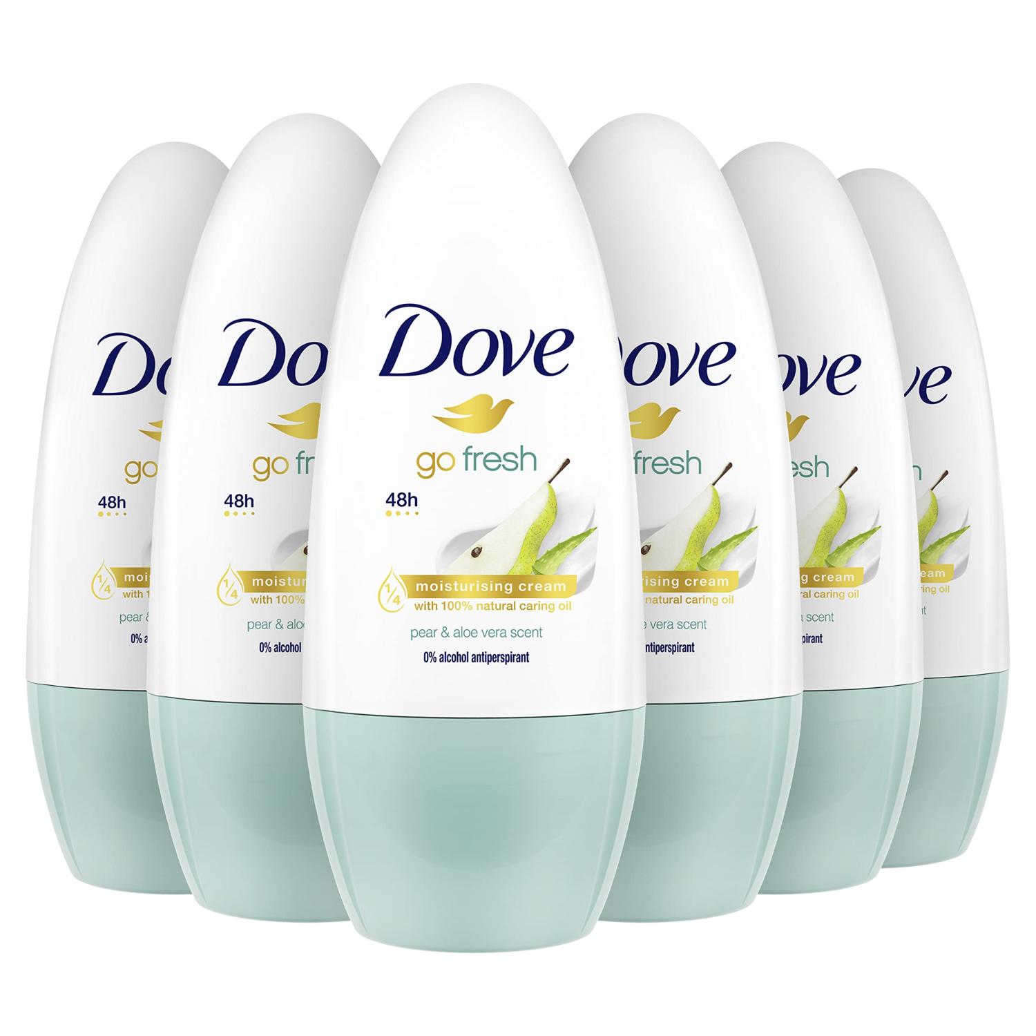 Dove Go Fresh Pear & Aloe Vera Anti-perspirant Deodorant Roll On Pack of 6  (50ml x6) | Buy Now with Express International Delivery | GoSupps.com
