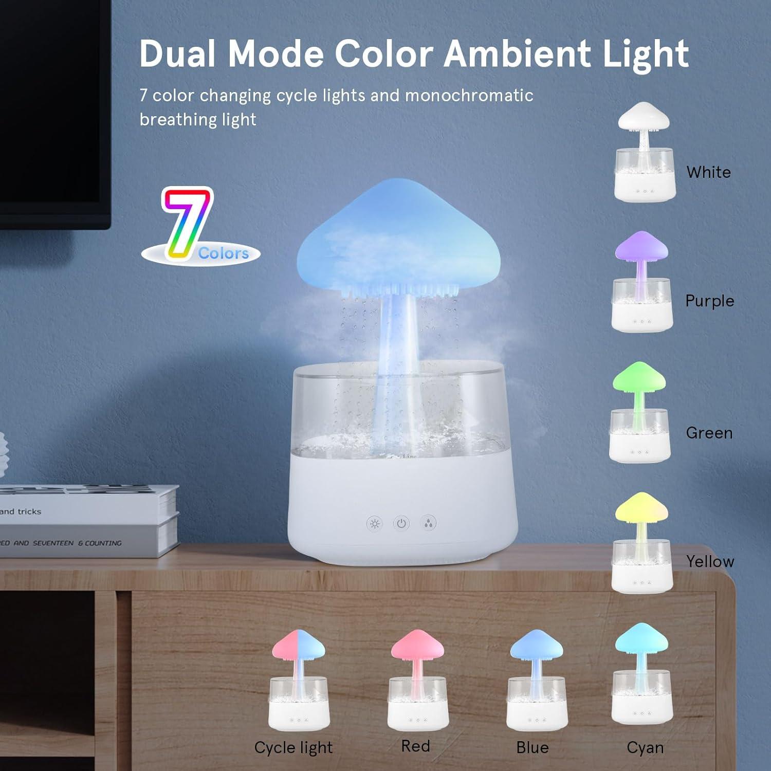 Rain Cloud Humidifier 450ml Cloud Raindrop Humidifiers with 7 Color