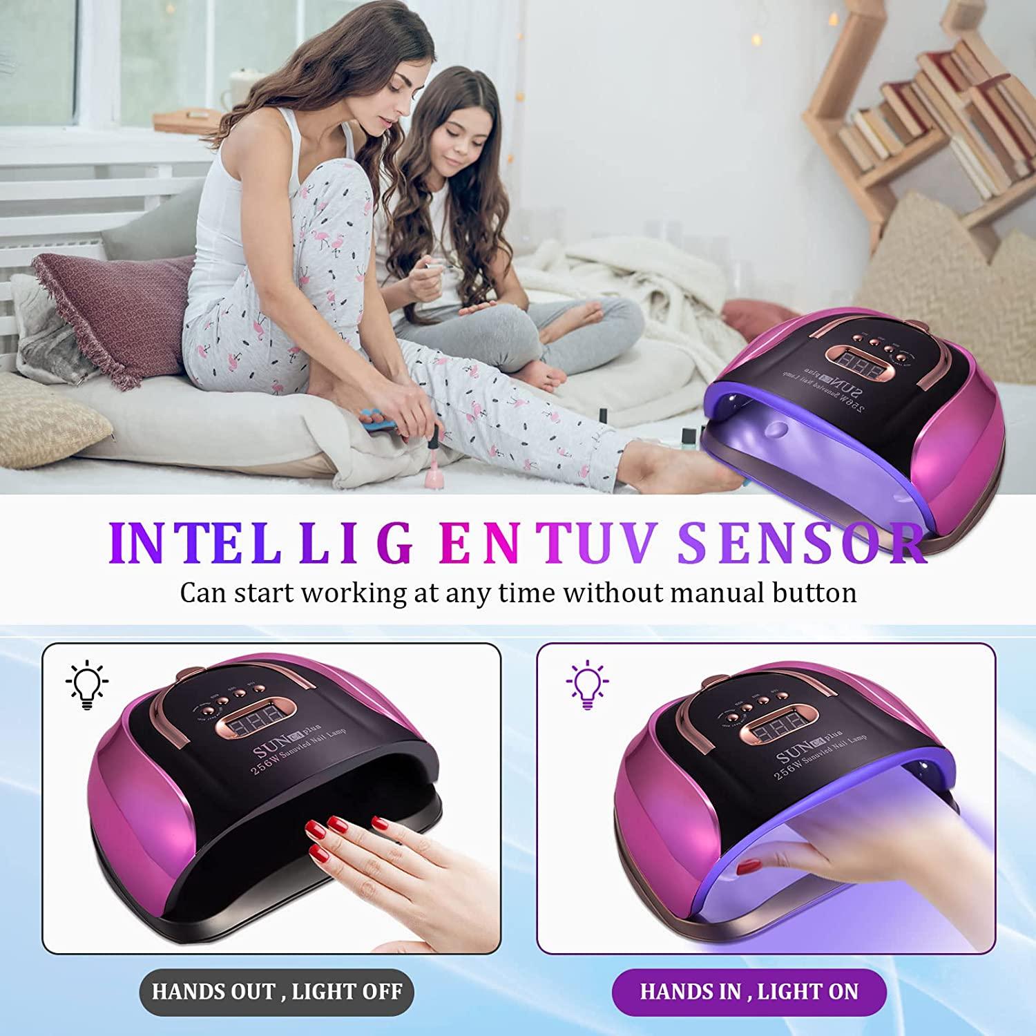 UV LED Nail Light 256W High Power Nail Gel Light 4 Timer Settings and
