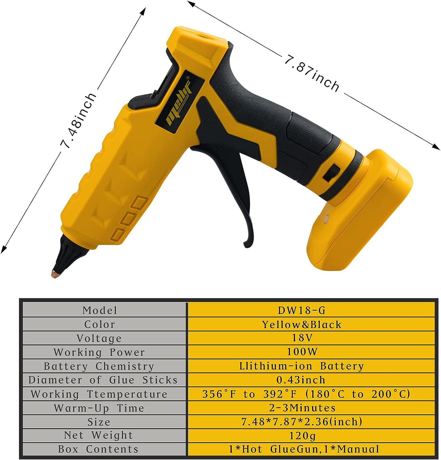 Mellif Cordless Hot Glue Gun for Dewalt 20V Max Battery, Handheld Electric  Power Glue Gun Full Size for Arts & Crafts & DIY with 20 Glue Sticks