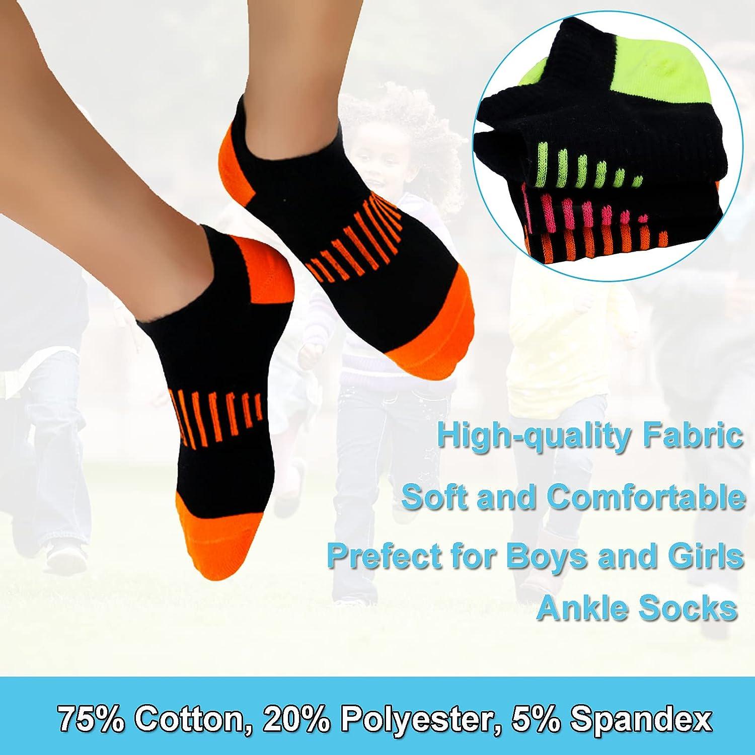 Tsmollyu Boy Socks 12 Pairs Ankle Athletic Cotton Socks Half Cushioned Low  Cut Socks For Little Big Kids Age 3-10 Multicolor 7-10 Years