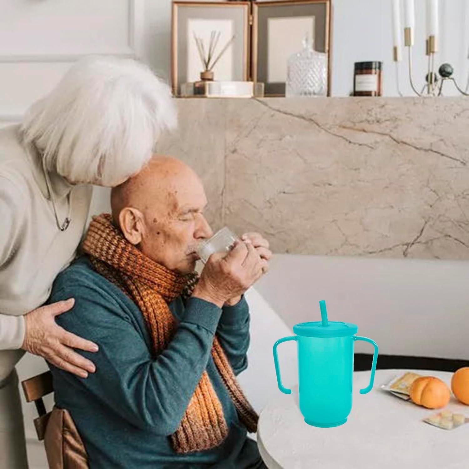 Convalescent Drinking Aids Spill Proof Feeding Cup with Extended Straw Self Feeding Assistant