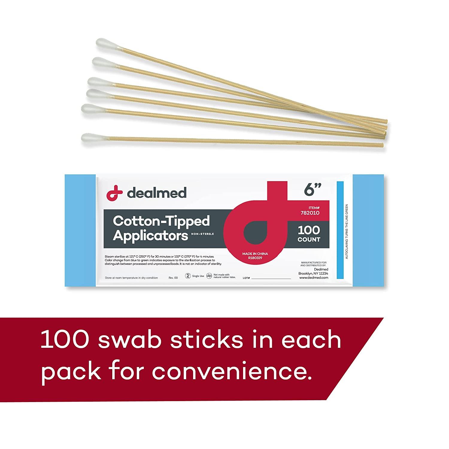 Dealmed 6" CottonTipped Wood Applicators 1,000 NonSterile Cotton