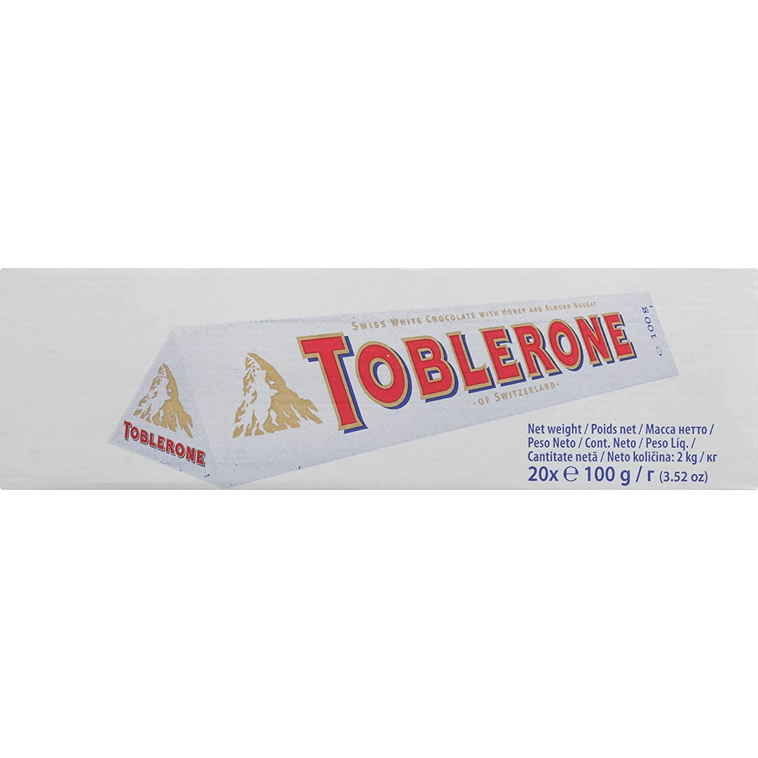 Toblerone Swiss White Chocolate Bars with Honey Almond Nougat 20