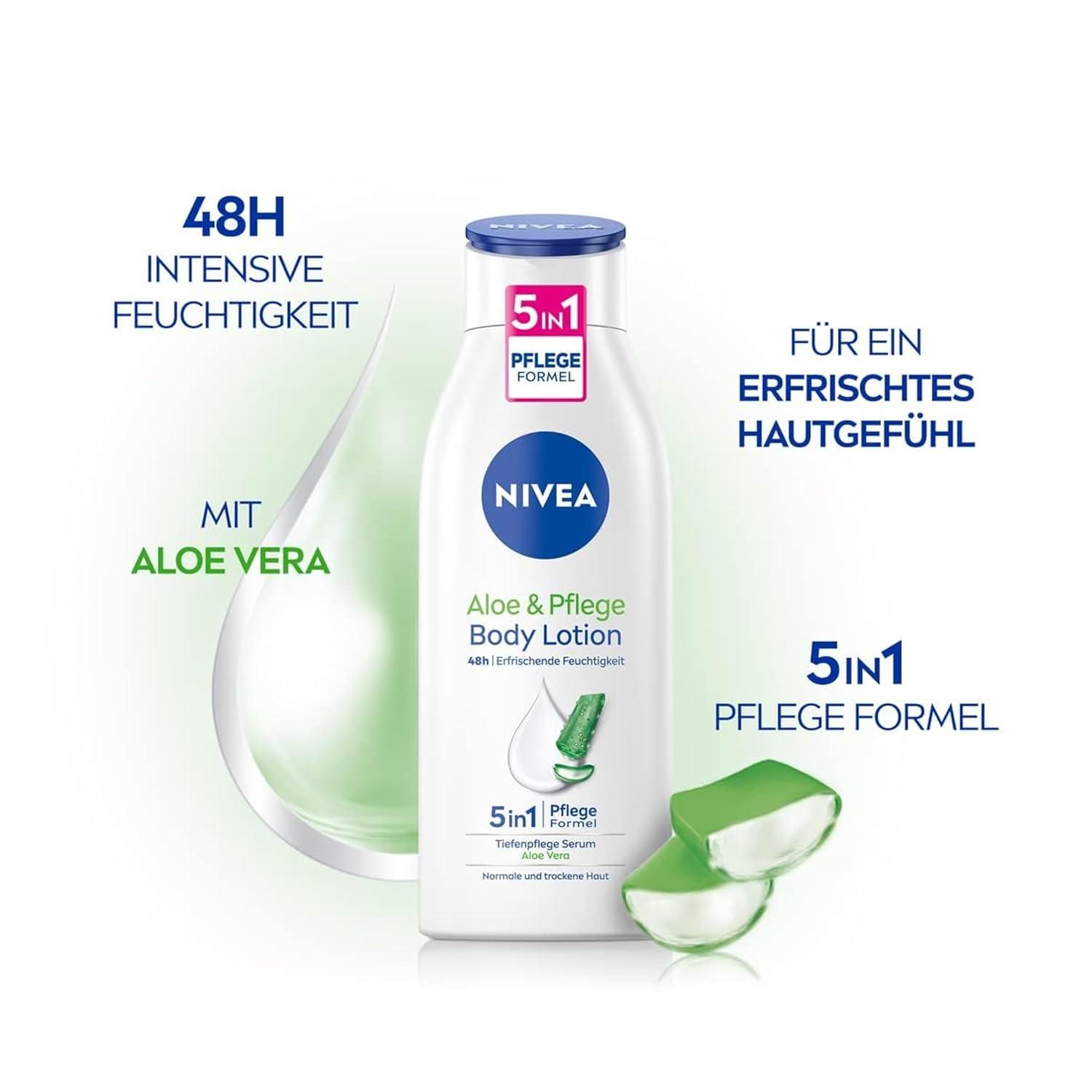 Nivea Aloe & Care Body Lotion 400ml - 5in1 Moisturizing Cream for Dry Skin  - Natural Aloe Vera Deep Care Serum | Buy Now with Express International  Delivery | GoSupps.com