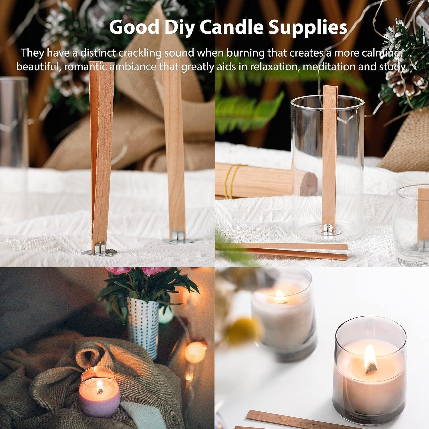 Natural Thick Wood Candle Wicks Cores Iron Stands DIY Craft Wax