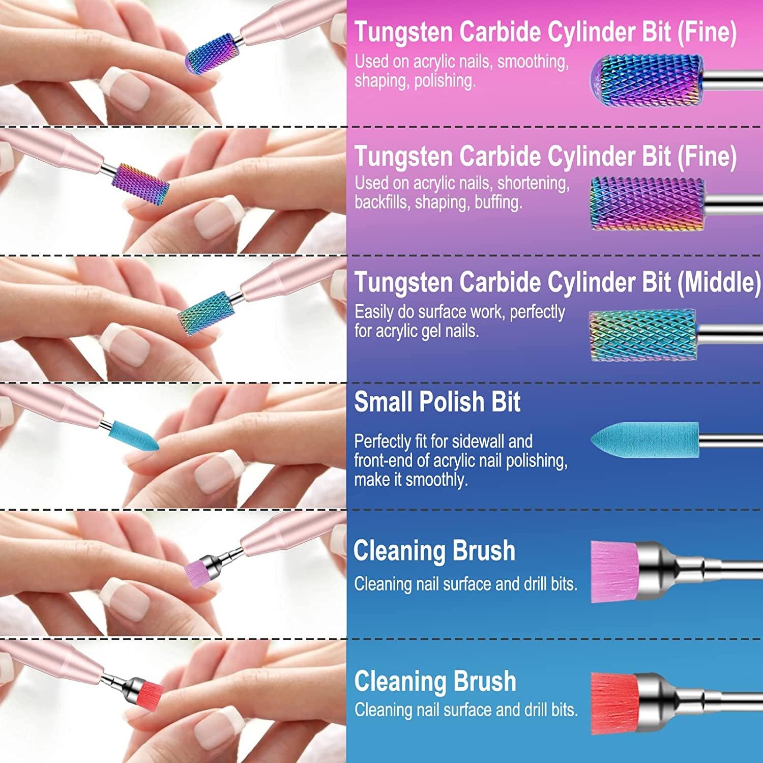 Amazon.com: . Life 10Pcs Nail Drill Bits Set - Drill Bits Acrylic Nail File  Bits Cuticle Drill Bit Efile Tungsten Nail Bit Nail Grinding Head Fine Grit  for Acrylic Gel Nails Cuticle
