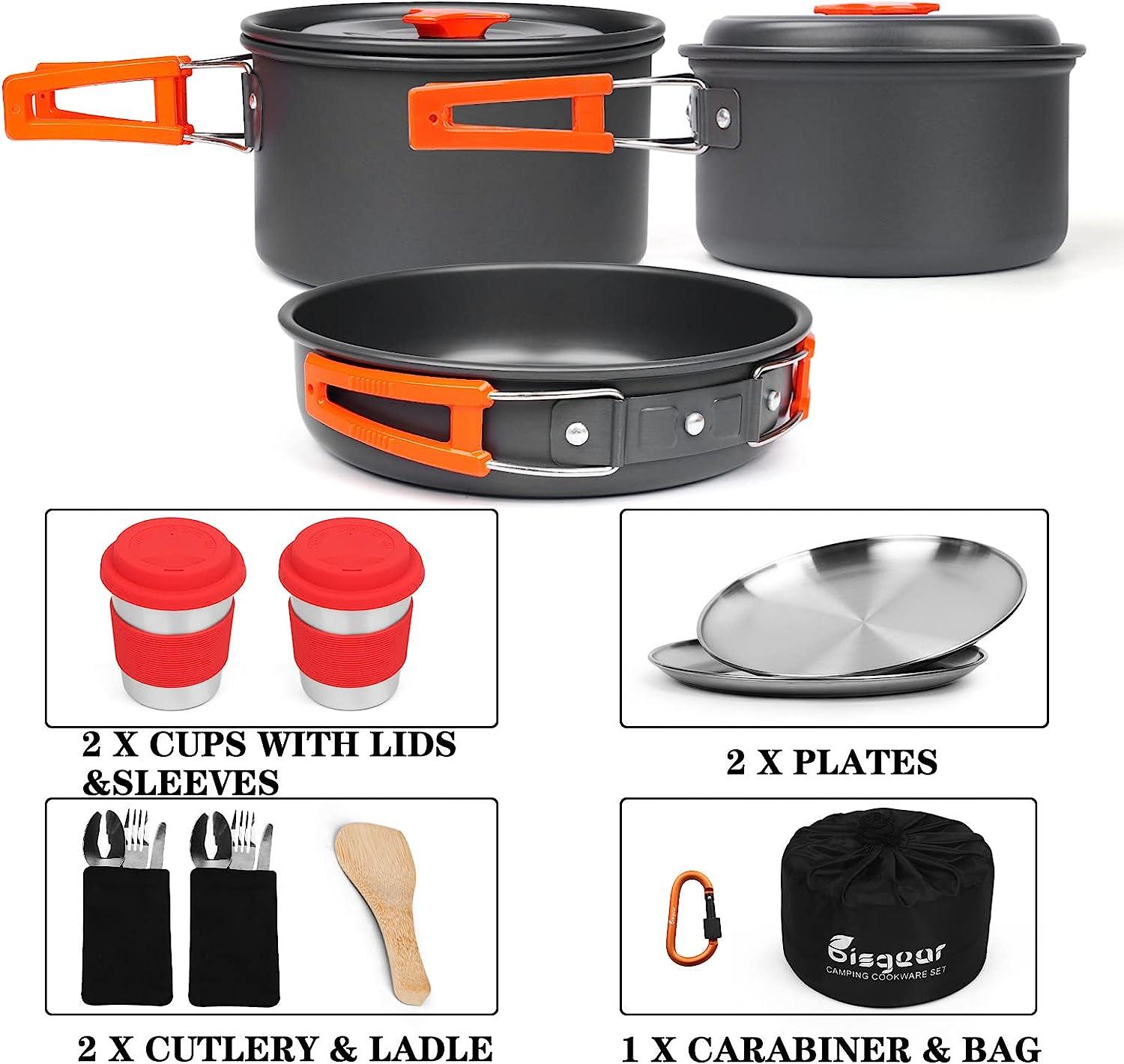 Bisgear Camping Cookware Mess Kit for Backpacking Gear Camping Pots