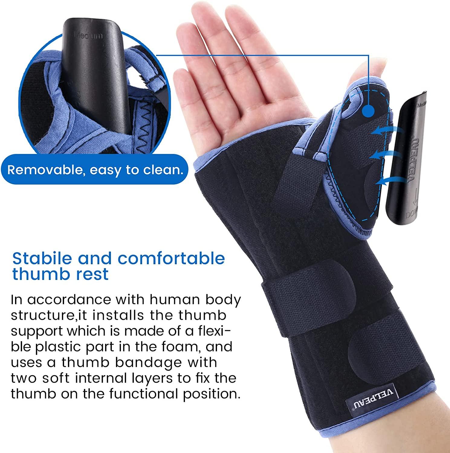 VELPEAU Wrist Brace with Thumb Spica Splint for De Quervains