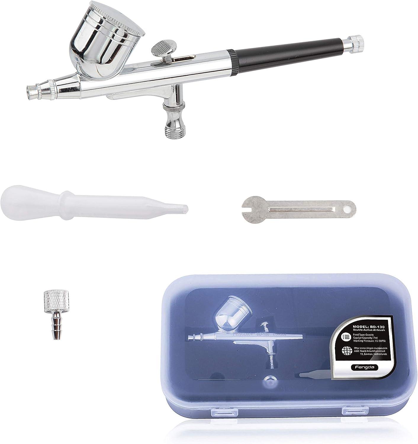 Timbertech Airbrush Kit with Compressor AS182K Basic Start Kit with Air Hose Cleaning Brush