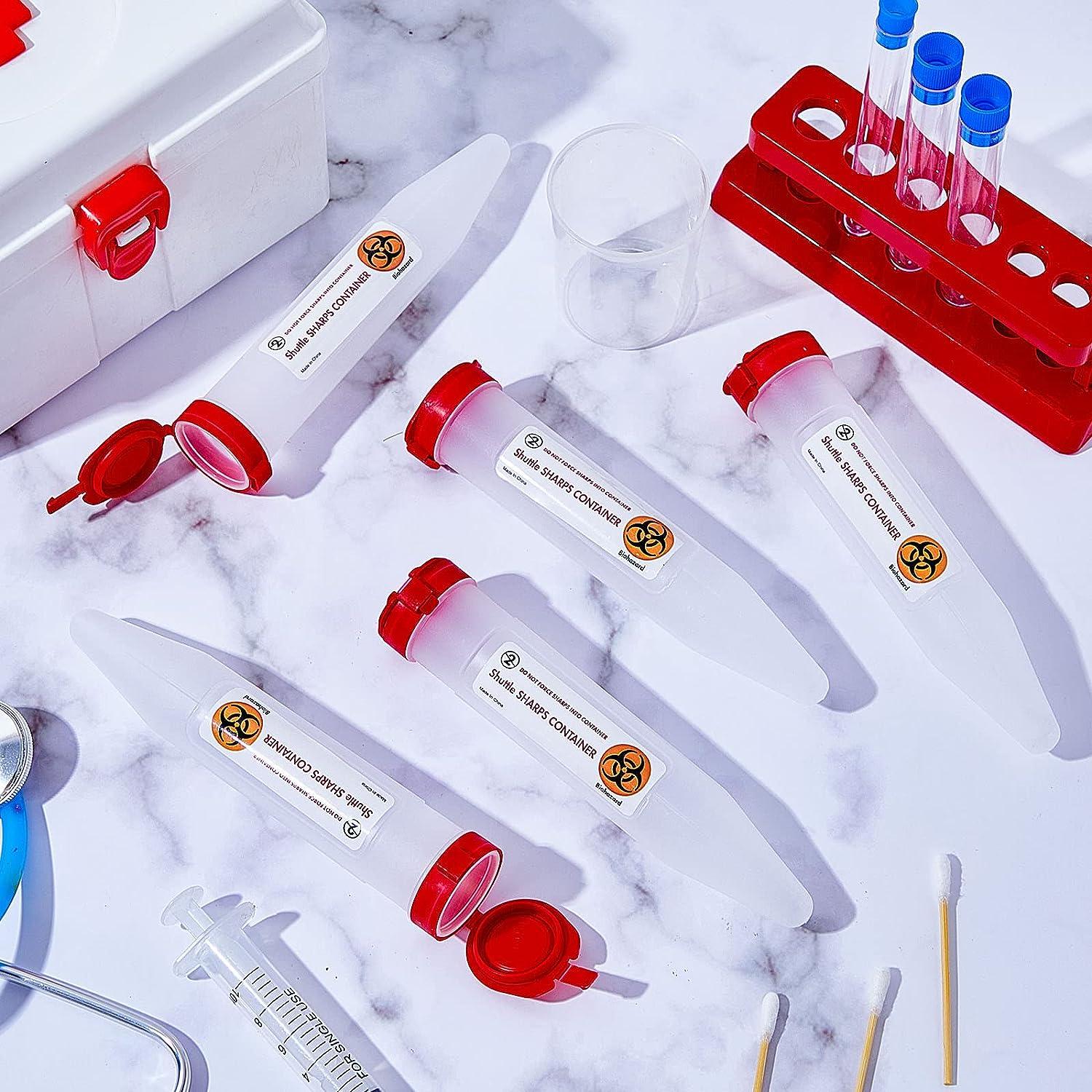 Travel Sharps Container with Locking Mechanism 24 Pack Small Sharps