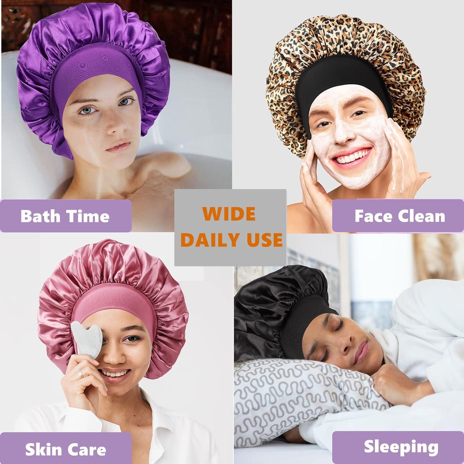 4 PCS Satin Bonnet for Sleeping,Hair Bonnets for Black Women,Hair