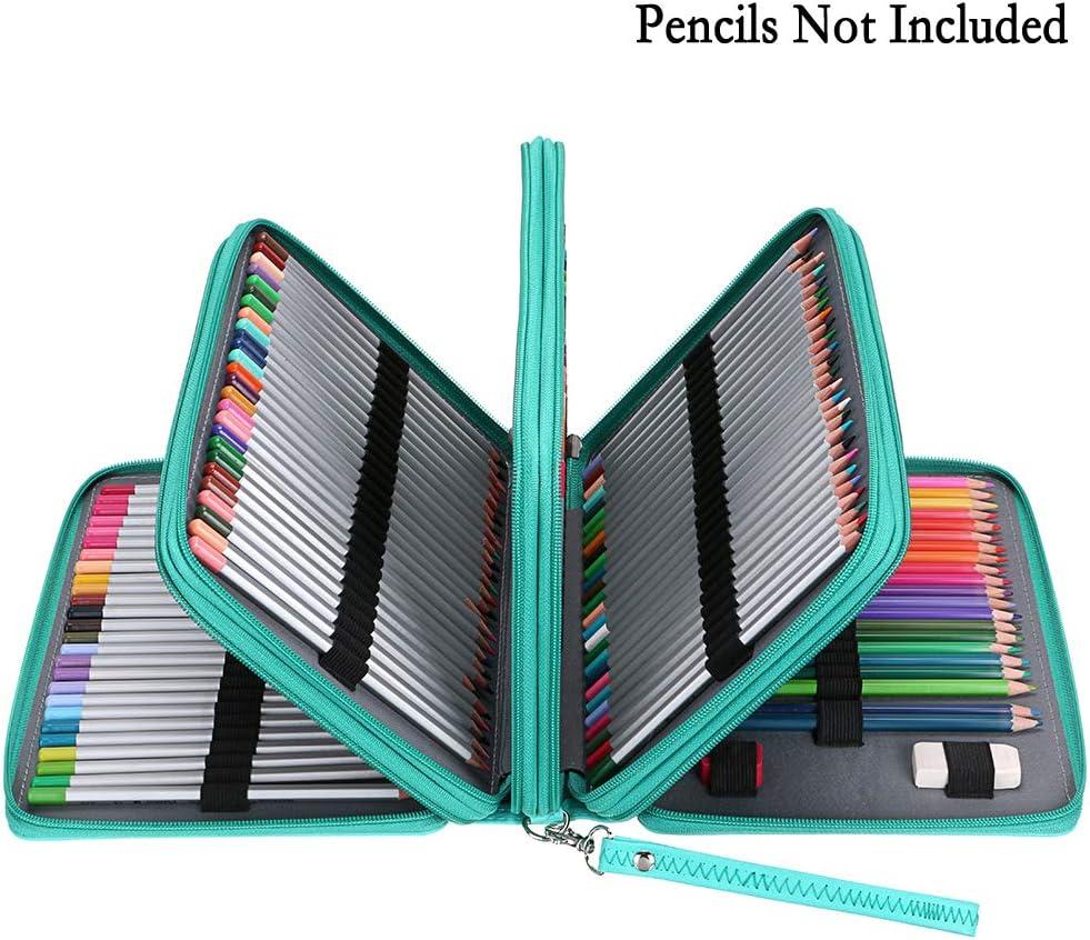 Colored Pencil Case - 200 Slots Pencil Holder with Zipper Closure Twill  Fabric Large Capacity Pencil Case for Watercolor Pens or Markers, Pencil  Case Organizer for Artist or Student (Green Rose) A