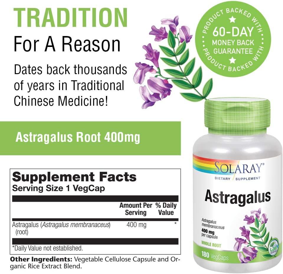 Solaray Astragalus Root 400mg Immune & Stress Support Adaptogen Herb 180 VegCaps