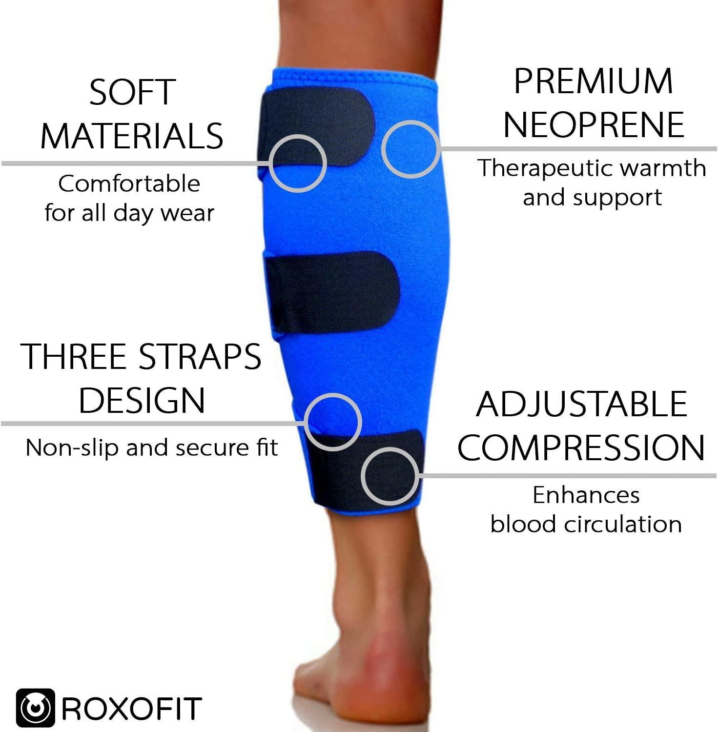Calf Brace for Torn Calf Muscle and Shin Splint Relief - Calf Compression  Sleeve for Strain, Tear, Lower Leg Injury - Runners Neoprene Splints Wrap  for Men and Women