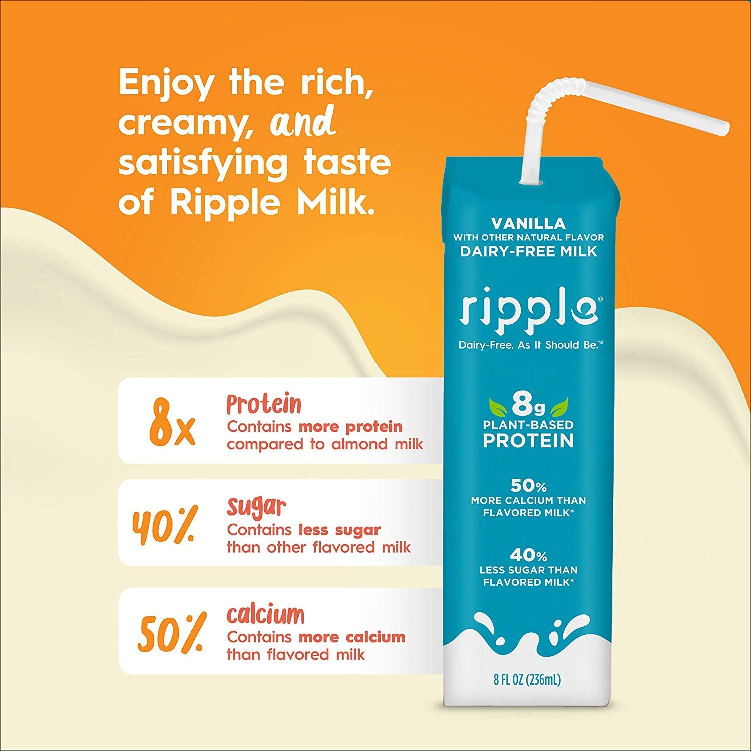 Ripple Non Dairy Milk Vanilla Vegan Milk With 8g Pea Protein Shelf