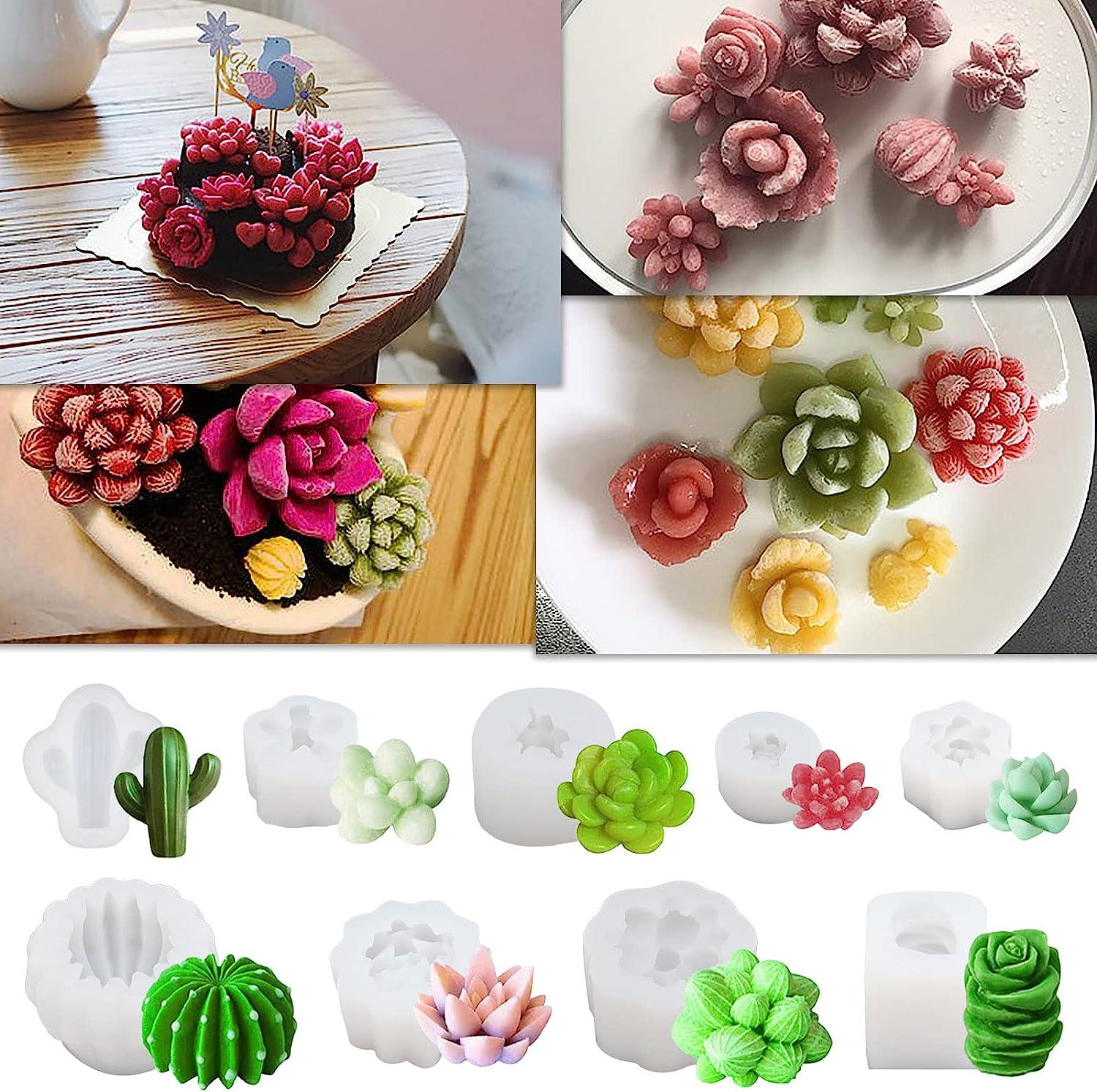 9 Pack Succulent Silicone Mold,Flower Resin Mold,Silicone Candle Molds.3D  Cacti Candle Mold Silicone for Scented Candles Soaps Making, Wax, Resin  Casting,Soap Cake Dessert Mousse Mold DIY Mould