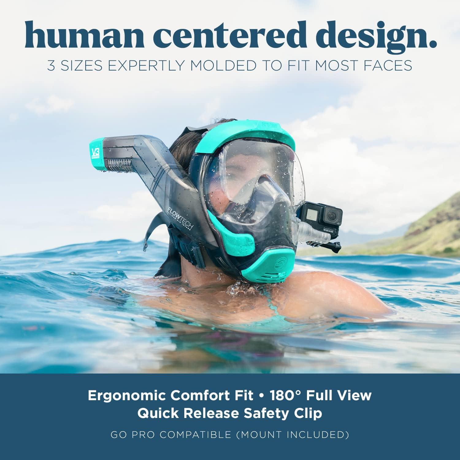 Seaview 180 V3 Full Face Snorkel Mask Adults & Kids Snorkeling Gear, Seafoam Medium