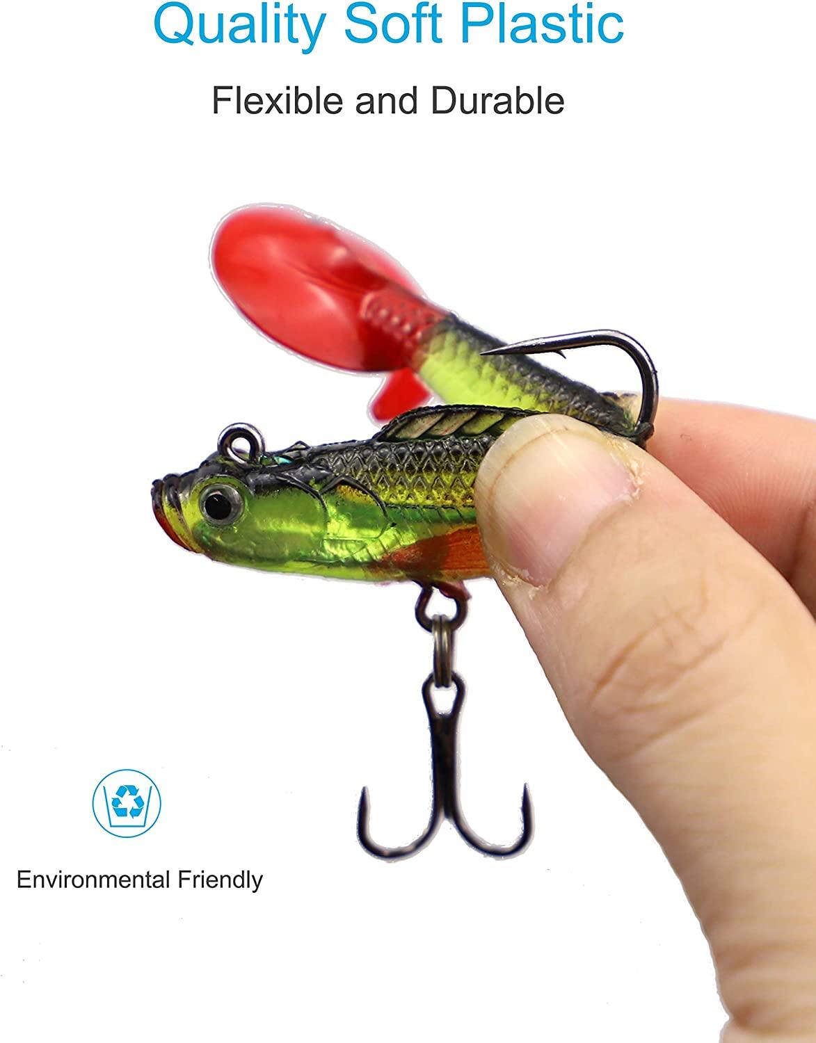 Facikono Lures for Bass Jig Head Soft Swimbait, 6-Pack 6 Colors Plastic Bait  for Saltwater / Freshwater Fishing
