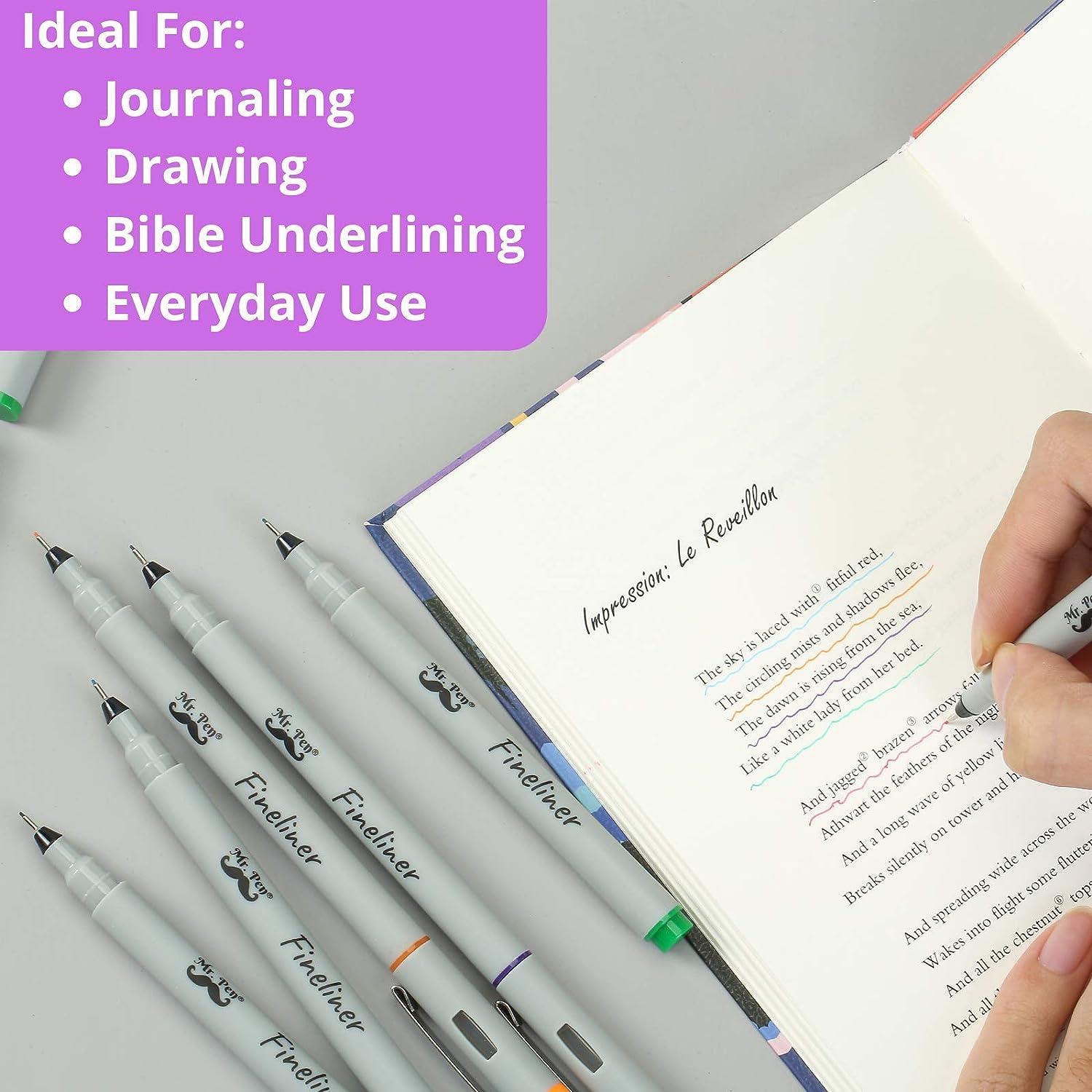 Mr. Pen- Fineliner Pastel Pens, 12 Pack, Pastel Colors, No Bleed Fine Point  Pen, No Smudge Fine Tip Markers, Bible / Journal Pens, Drawing / Note