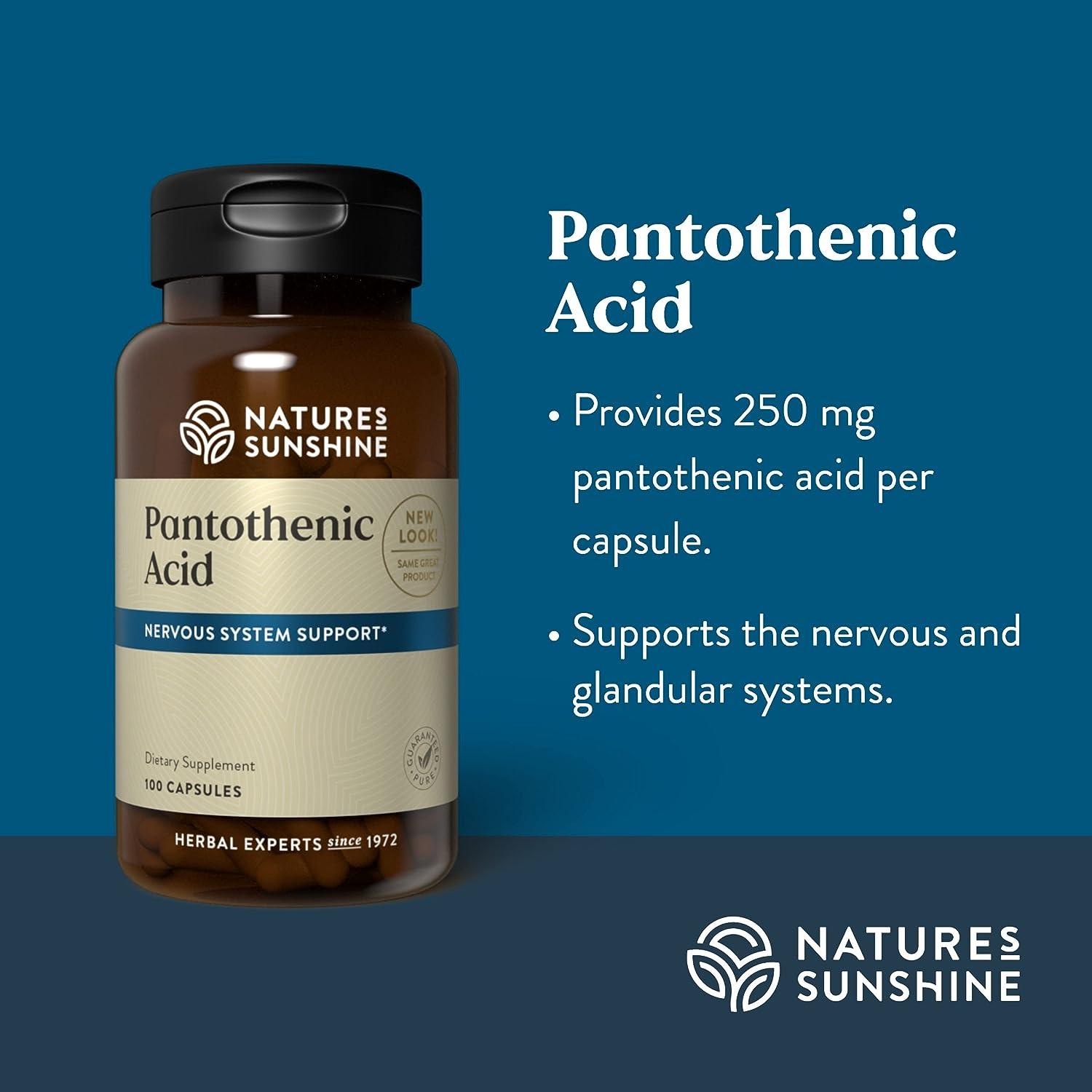 Nature's Sunshine Pantothenic Acid, 100 Capsules Vitamin B5 Supports