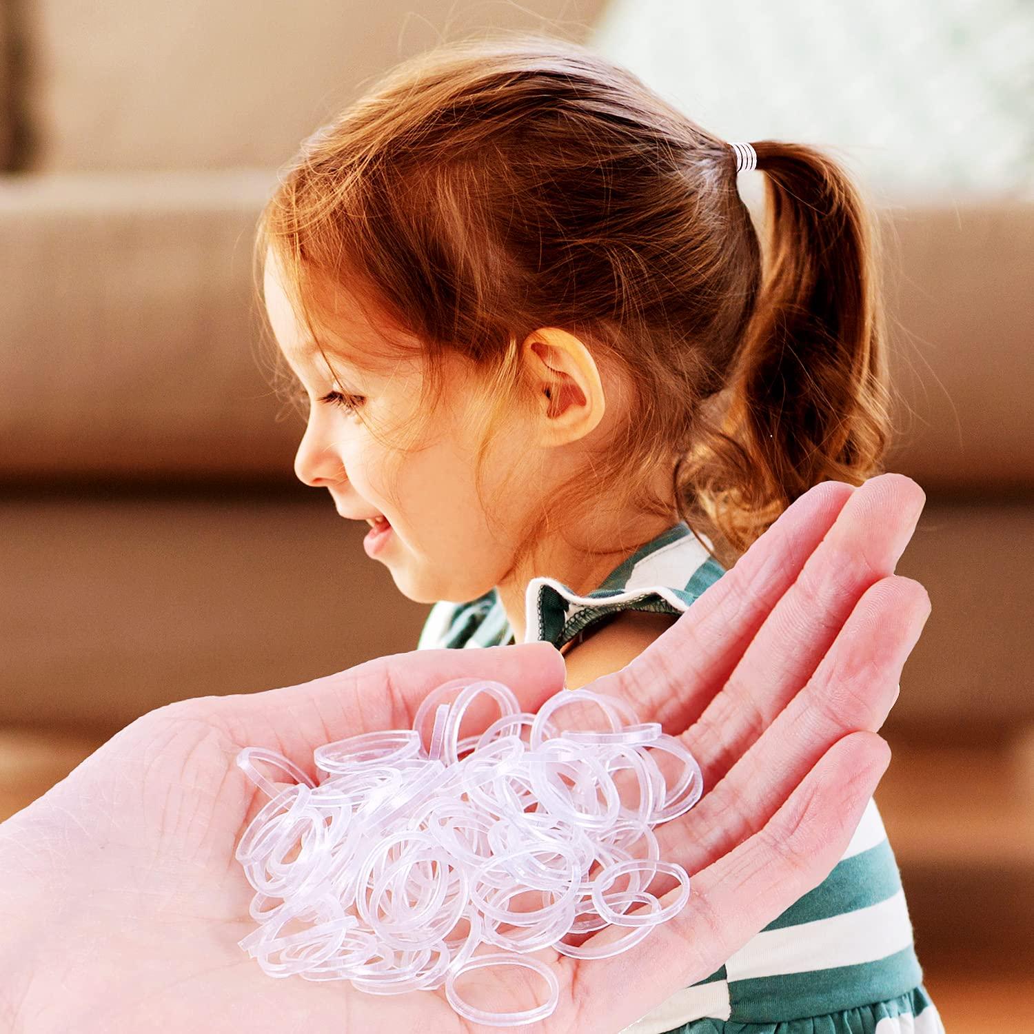 1000 Clear Hair Elastic Bands with Rubber Band Cutter Disposable Non