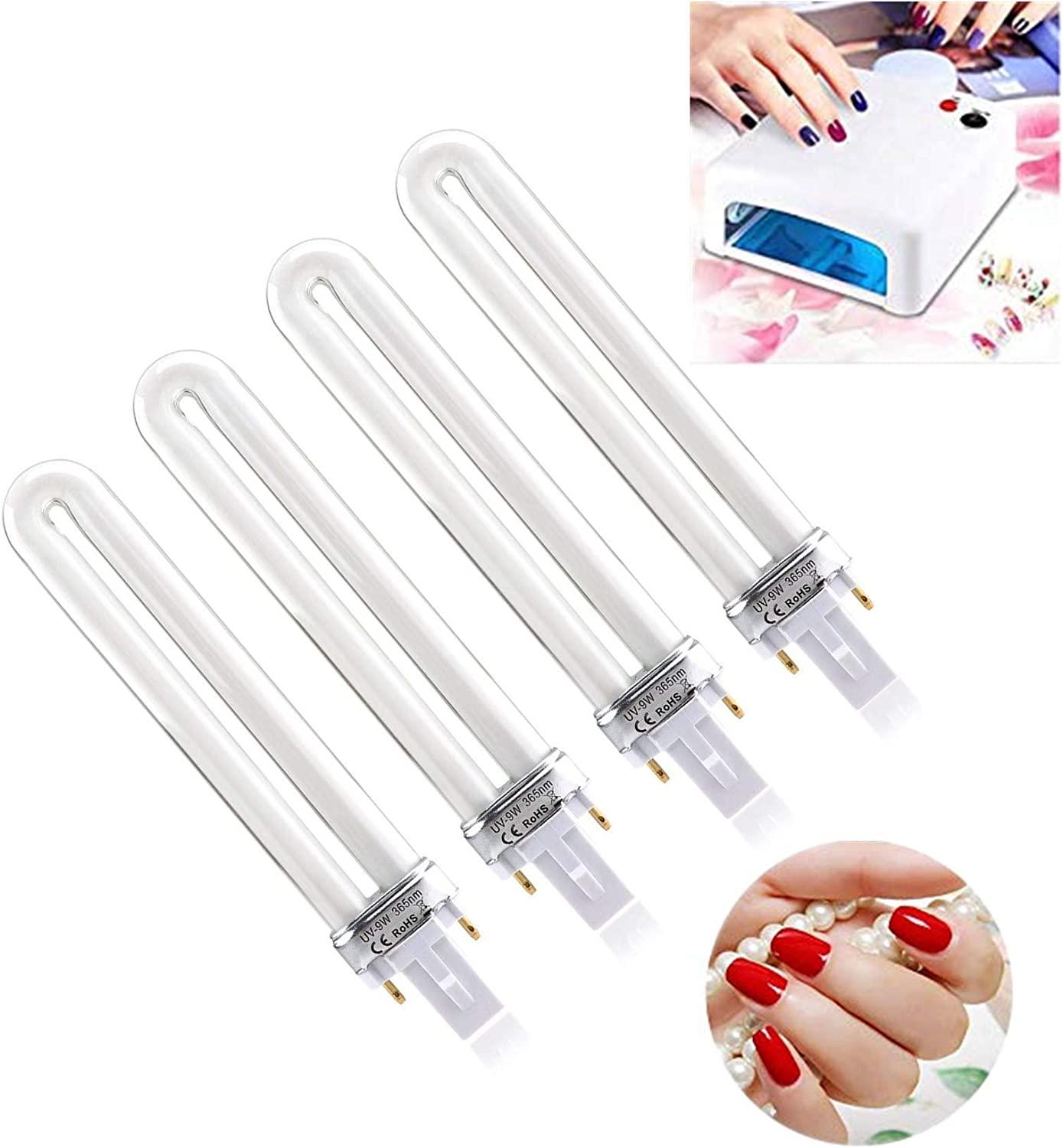 XICHEN 4PCS 9W UV 365nm Lamp Bulb Tube Set for Nail Art Dryer UV Lamp Replacement