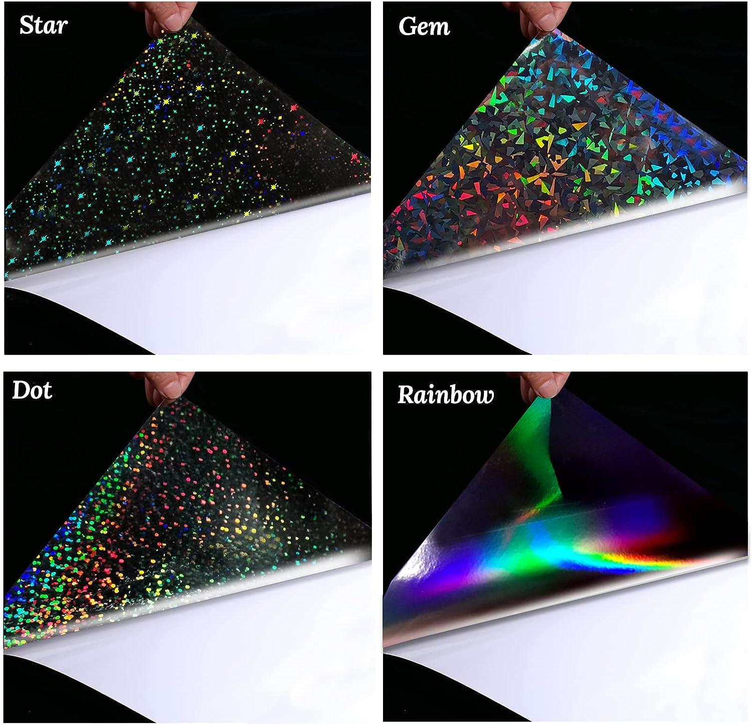 36 Sheets Holographic Sticker Paper, Clear Vinyl Sticker Laminate Film  Self-Adhesive, Transparent Overlay Lamination Sticker Paper Waterproof, 6