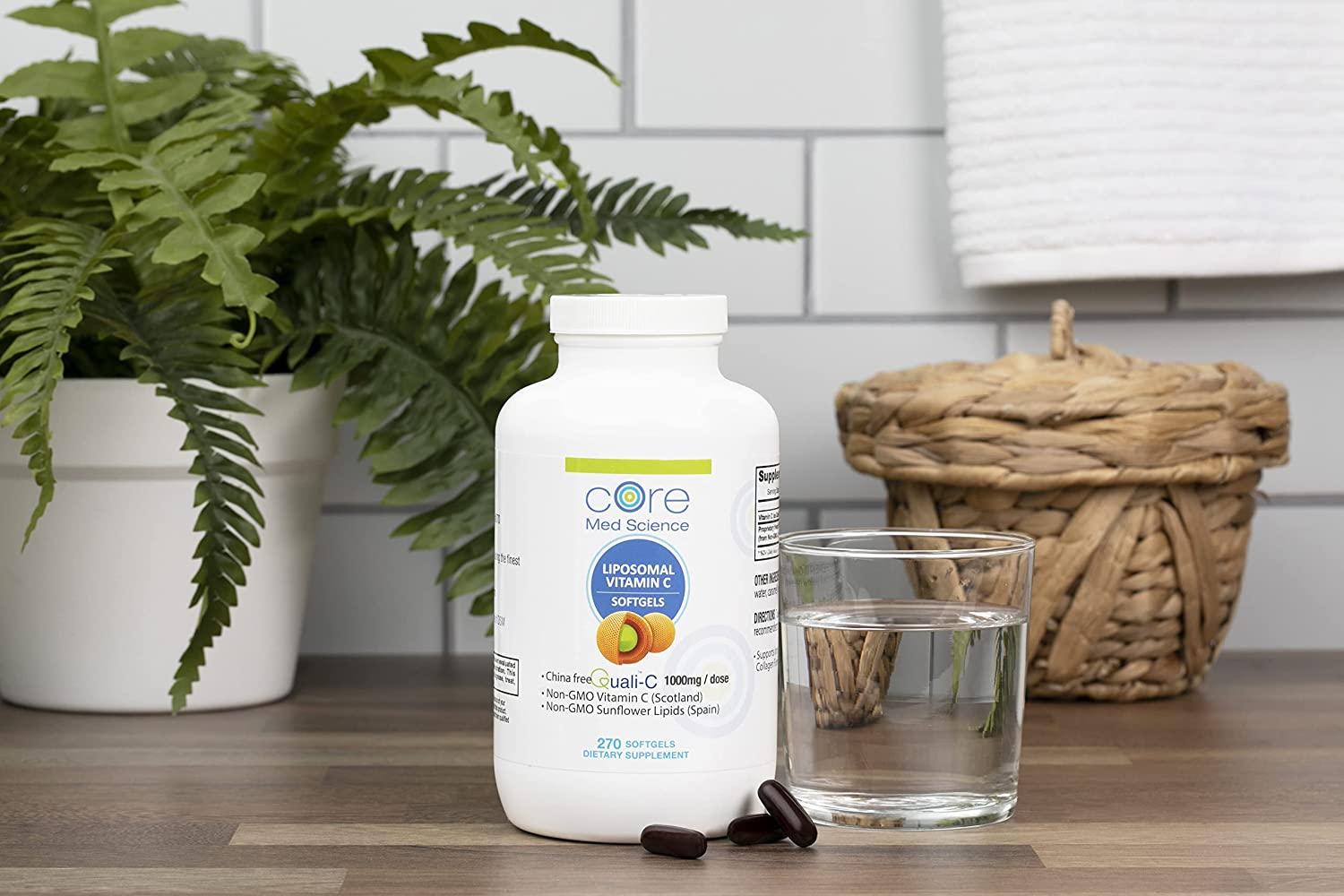 Liposomal Vitamin C by Core Med Science 1000mg 270 Softgels QualiC Vitamin C Supplement