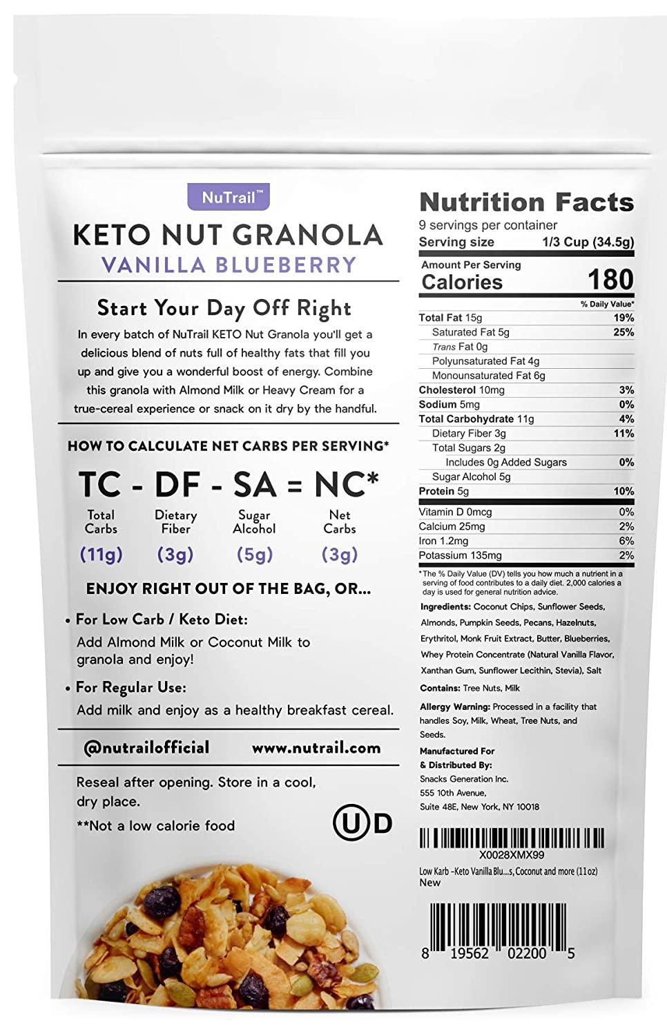 NuTrail™ Keto Vanilla Blueberry Nut Granola Healthy Breakfast Cereal