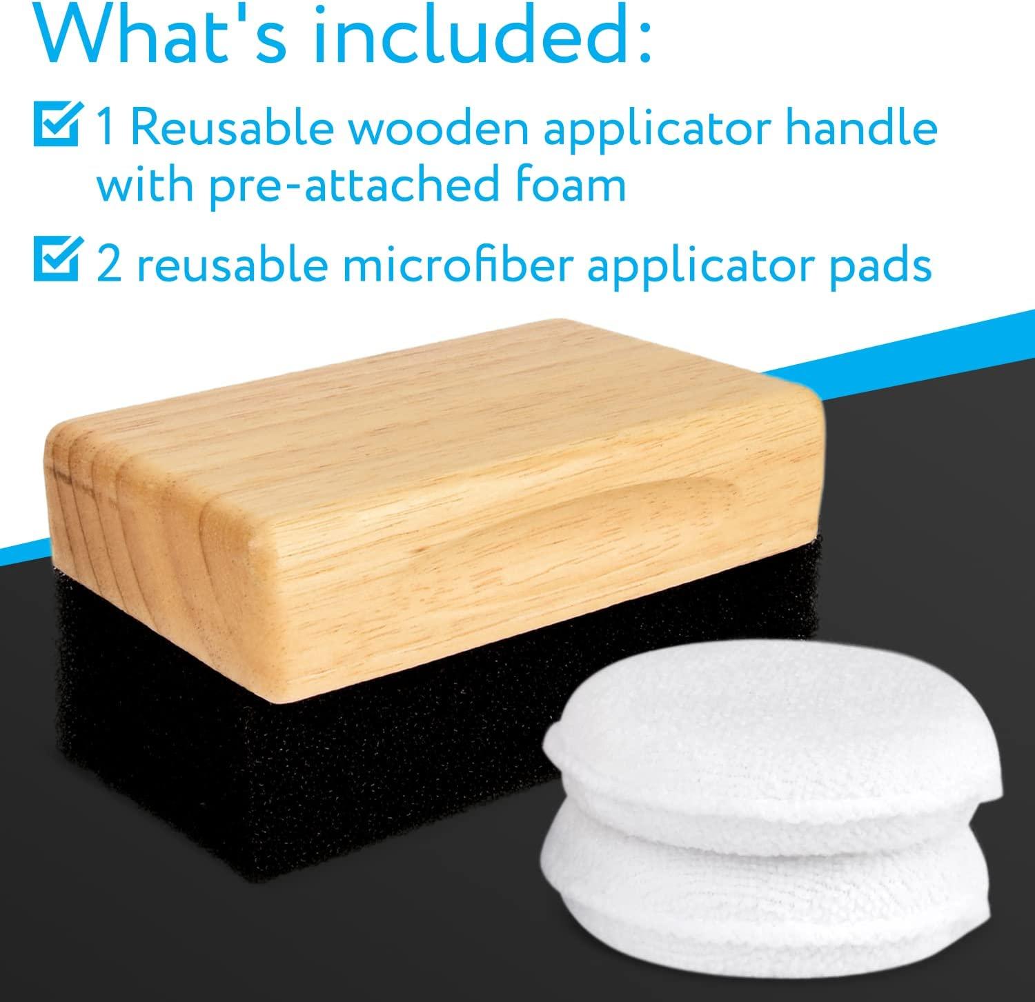 Oil & Wax Large Block Applicator with 2 Microfiber Buffing Pads, for Applying Cutting Board Oil