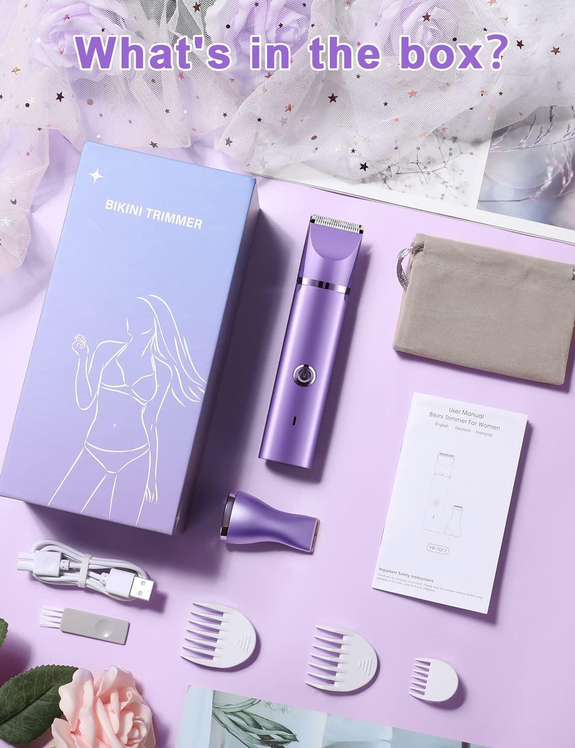 YBLNTEK Rechargeable Bikini Trimmer for Women 2 in 1 Electric Razor for Pubic Hair Removal