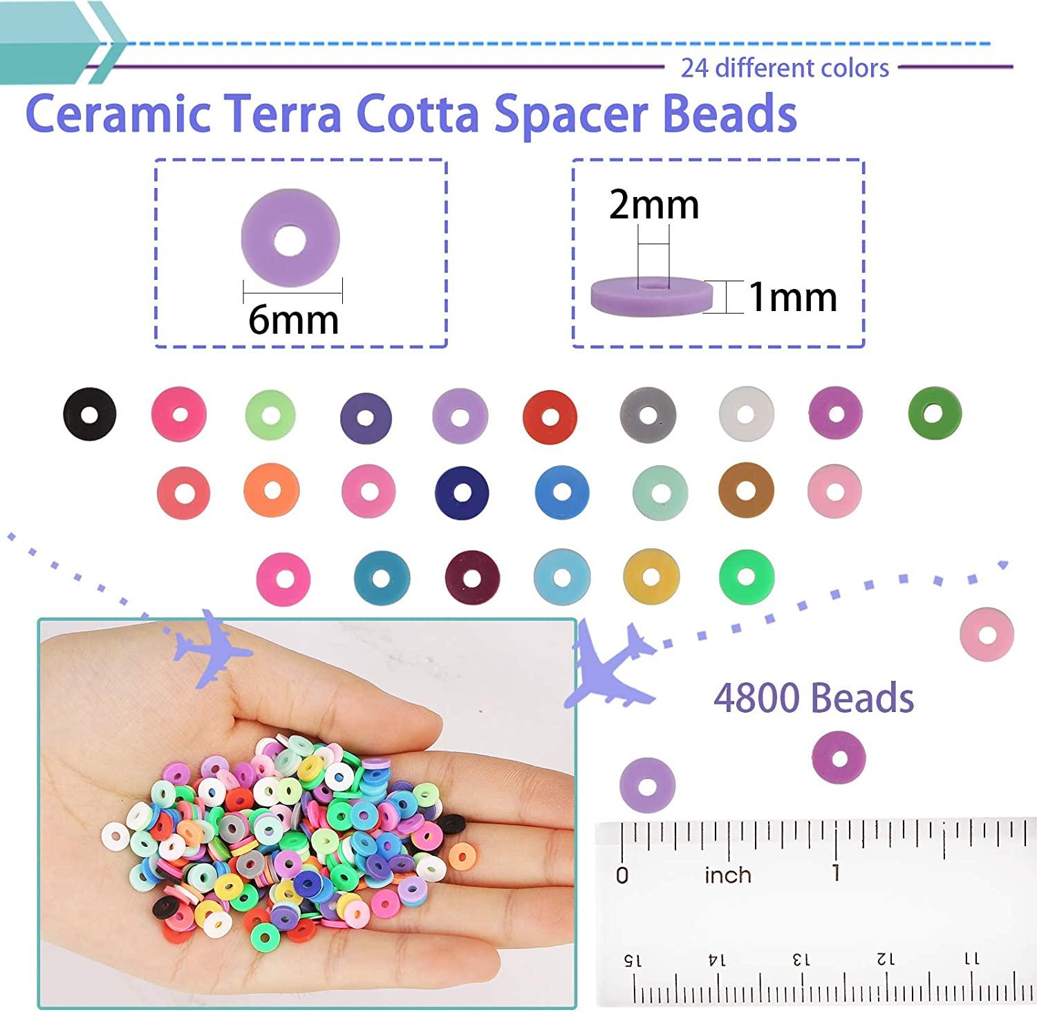 4800pcs Clay Beads for Bracelet Making Kit,friendship Bracelet Kit With  Flat Round Polymer Clay Spacer Heishi Beads Set for Jewelry Making 