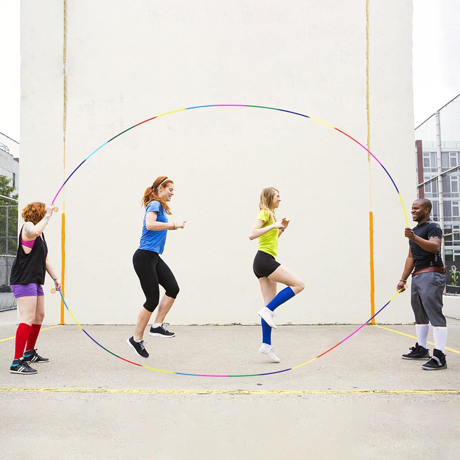 Qetlavee 5m Jump Rope for Multiplayer Fun | Adjustable Wooden Grip | 7 ...