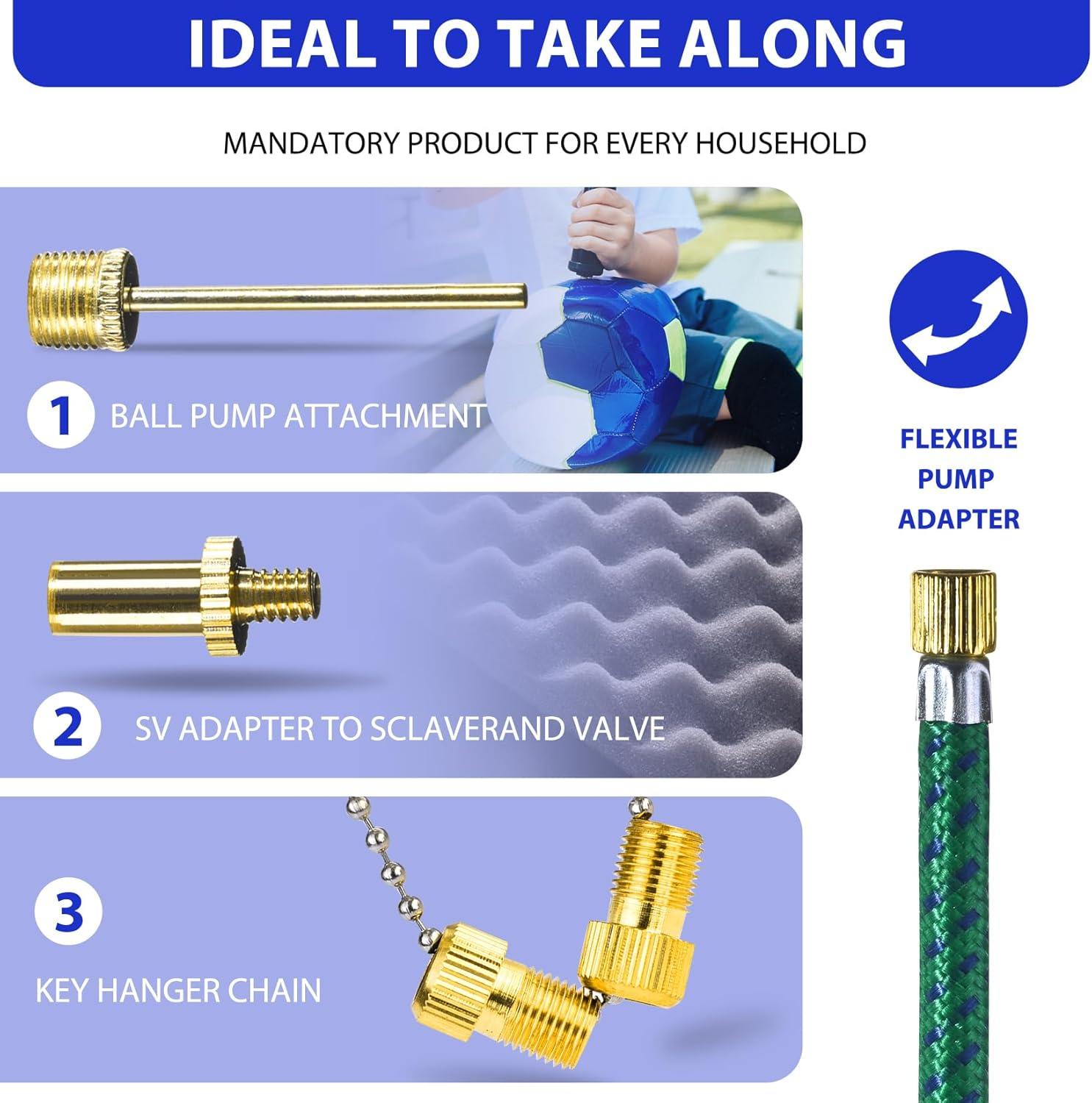 Fahrradventil Adapter Set - Universal Adapter Für DV, SV, AV Ventile Mit Ballnadel Und Aufbewahrungsbox