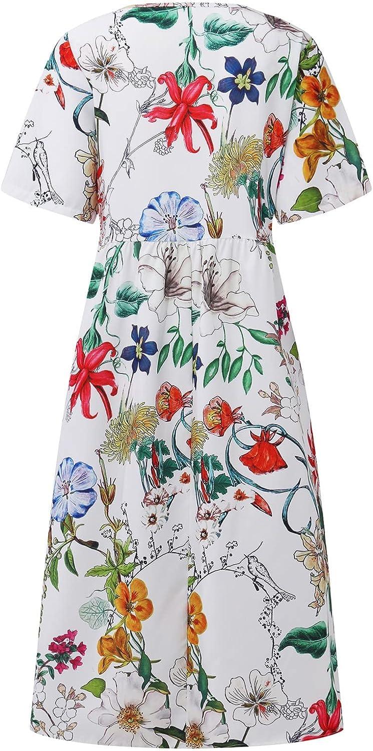 PEGALBIS Women's 2023 Summer Floral Print Beach Dress - White, Medium | Buy  Now with Express International Delivery | GoSupps.com