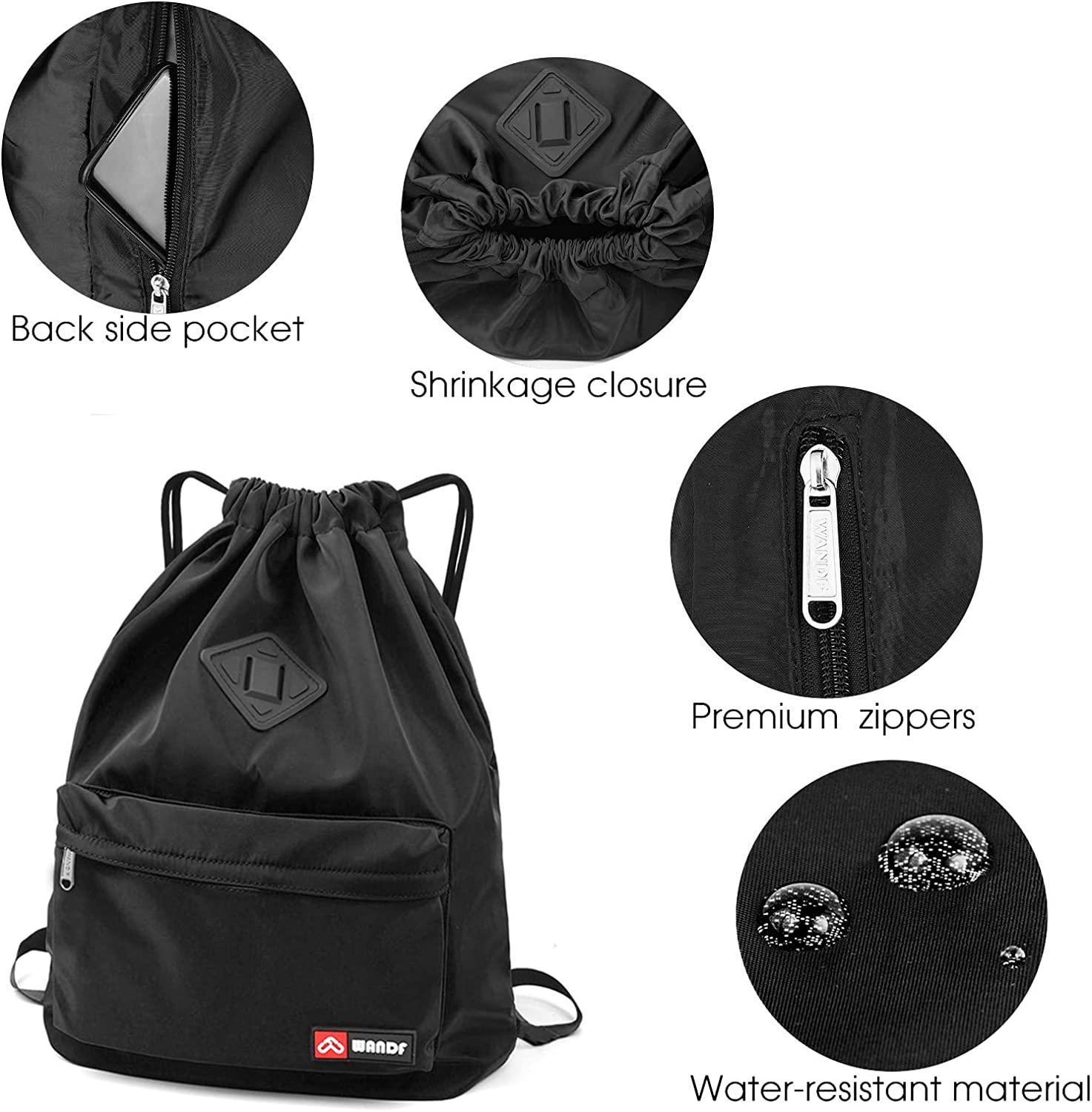 WANDF Drawstring Backpack String Bag Sackpack Cinch Water Resistant Nylon  for Sport Yoga Gym Shopping (Purple Gradient)