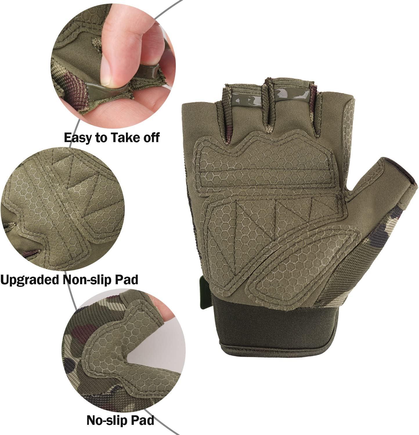 Gants Tactiques Outdoor Mi-doigts - Homme - Militaires - Noirs - Neufs