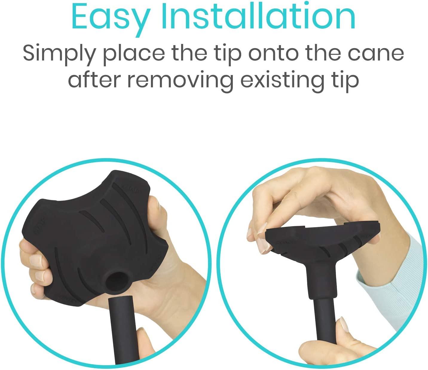 Vive Self Standing Cane Tip 34 Inch Replacement Heavy Duty Rubber