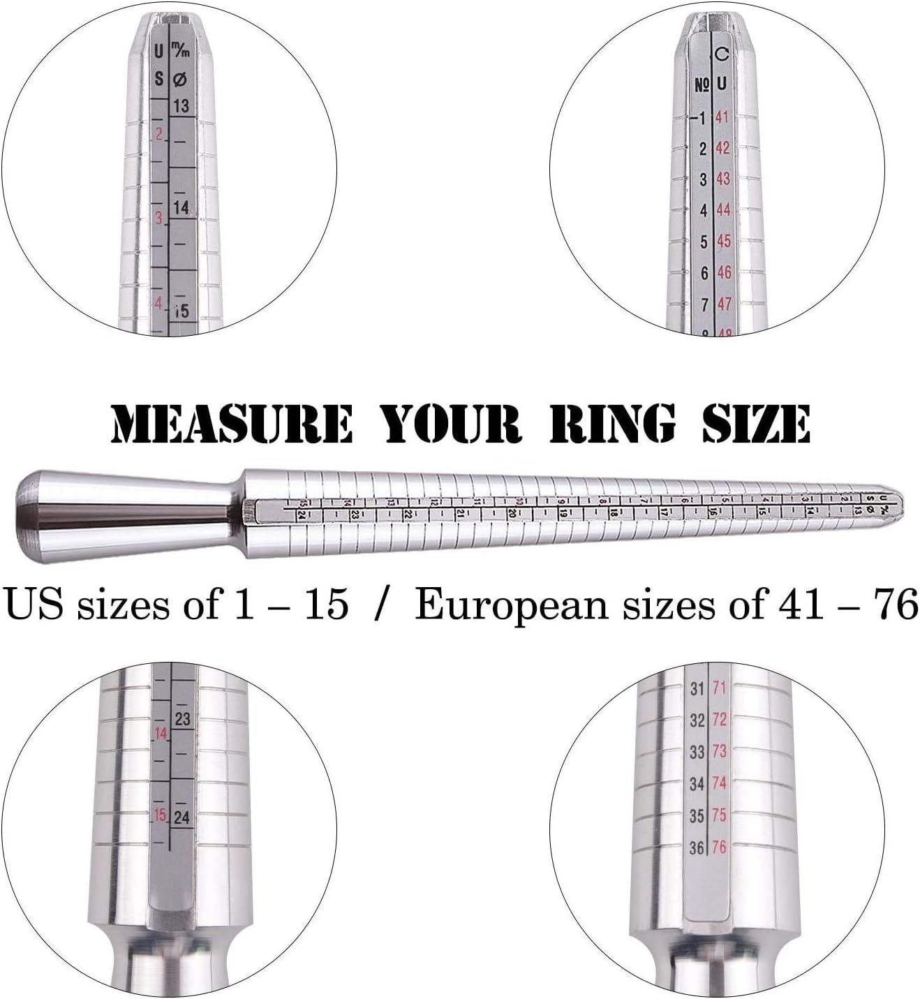 MUDDER Stainless Steel Finger Sizer Measuring Ring Tool, Size 1-13