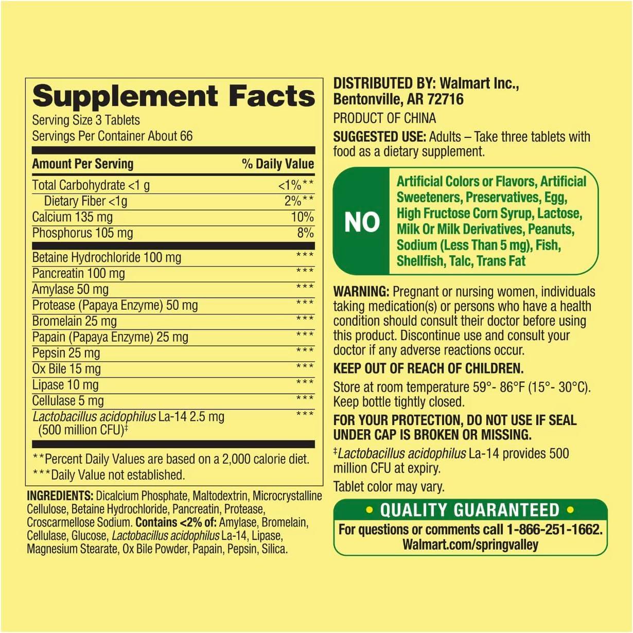 Spring Valley MultiEnzyme Probiotic 200 Tablets + Your Vitamin Guide