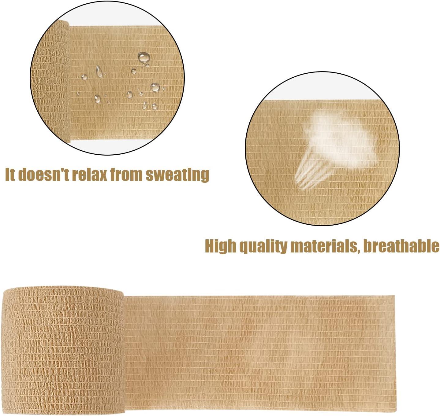 12 Rolls Athletic Pre Wrap Tape 2 Inch Self Adhesive Bandage Wrap