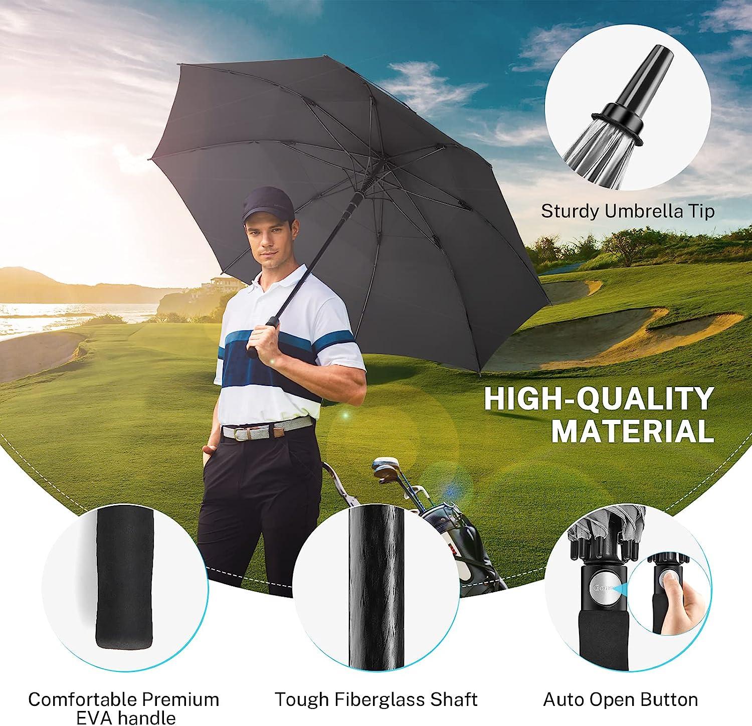 Gonex 54/62/68 Inch Extra Large Golf Umbrella, Automatic Open Travel Rain  Umbrella with Windproof Water Resistant Double Canopy, Oversize Vented  Umbrellas for 2-3 Men and UV Protection, Multiple Colors Silver/Black 68  inch