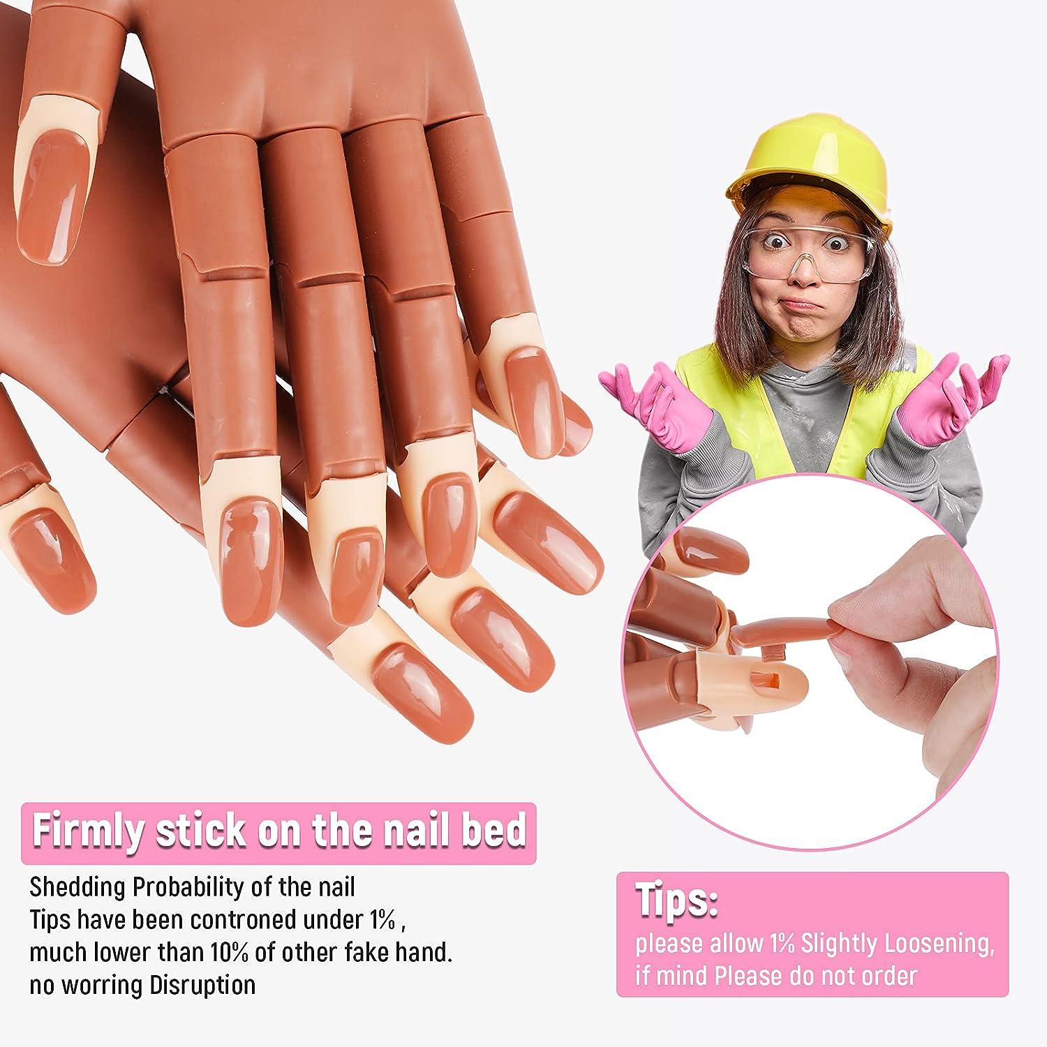 Practice Hand For Acrylic Nails Practice Hands Flexible Maniquin Fake Nail  Hand with 200Pcs Nail Tips for Beginners Training Sets Acrylic Nail Kit  Professional for Manicure Technician