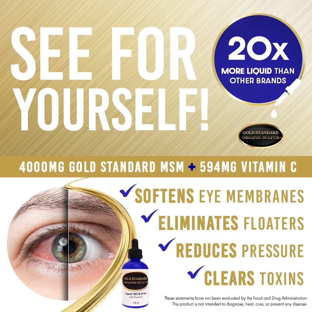 Organic Liquid MSM Drops with Vitamin C 8 oz Premium Sulfur