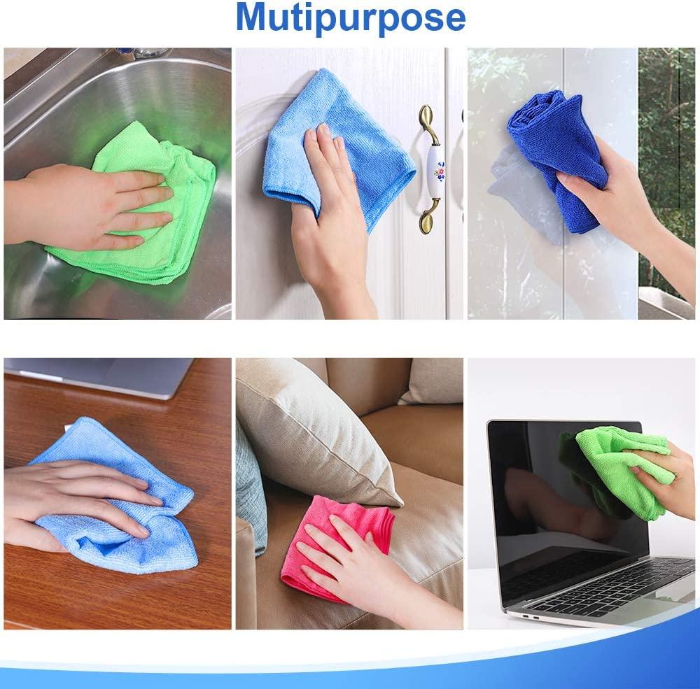 12Pcs Premium Microfiber Cleaning Cloth by ovwo - Highly Absorbent