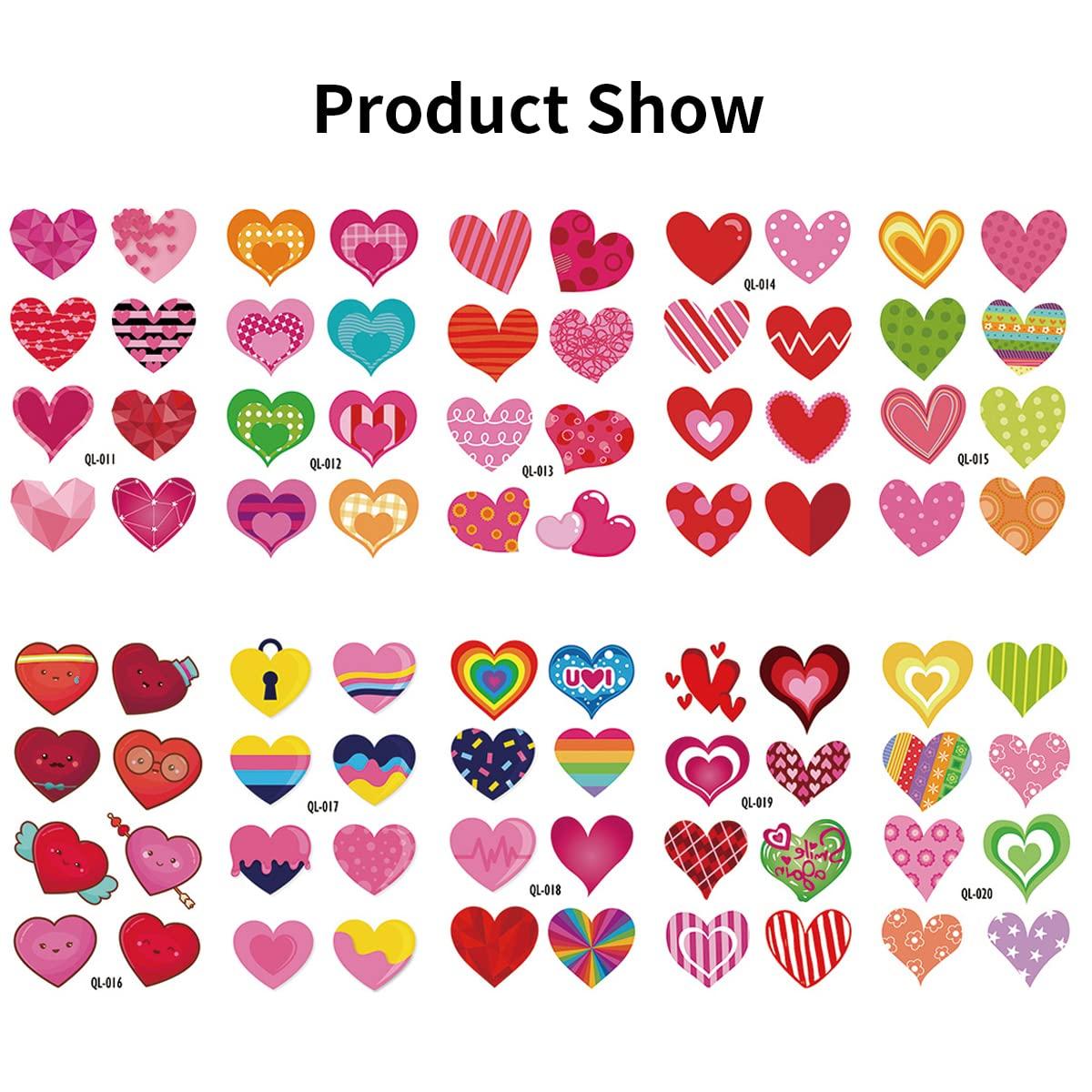 80 Pieces Heart Tattoo Assorted Heart Tattoos Valentines Day Red